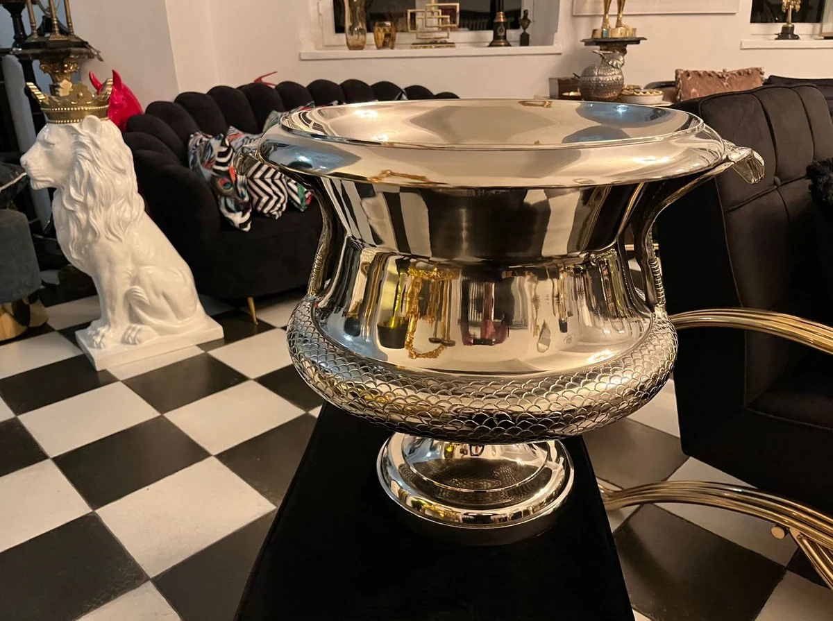 Luxury Vase Cobra Snakes Silver 59 x 47 x H. 45 cm - Magnificent Brass Flower Vase - Decorative Vase - Decorative Accessories - Luxury Accessories - Luxury Interior
