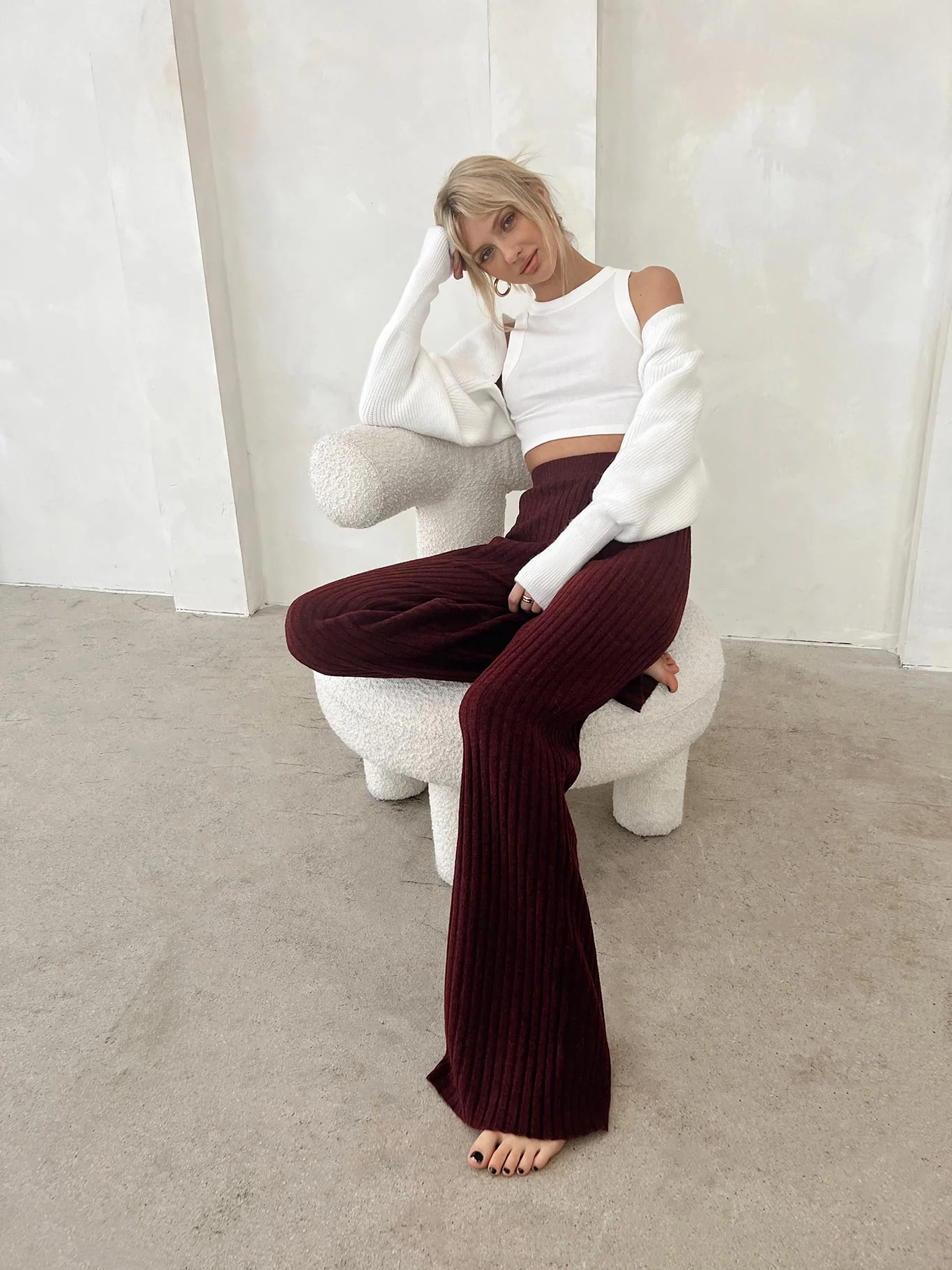 Montana Knit Pants Maroon