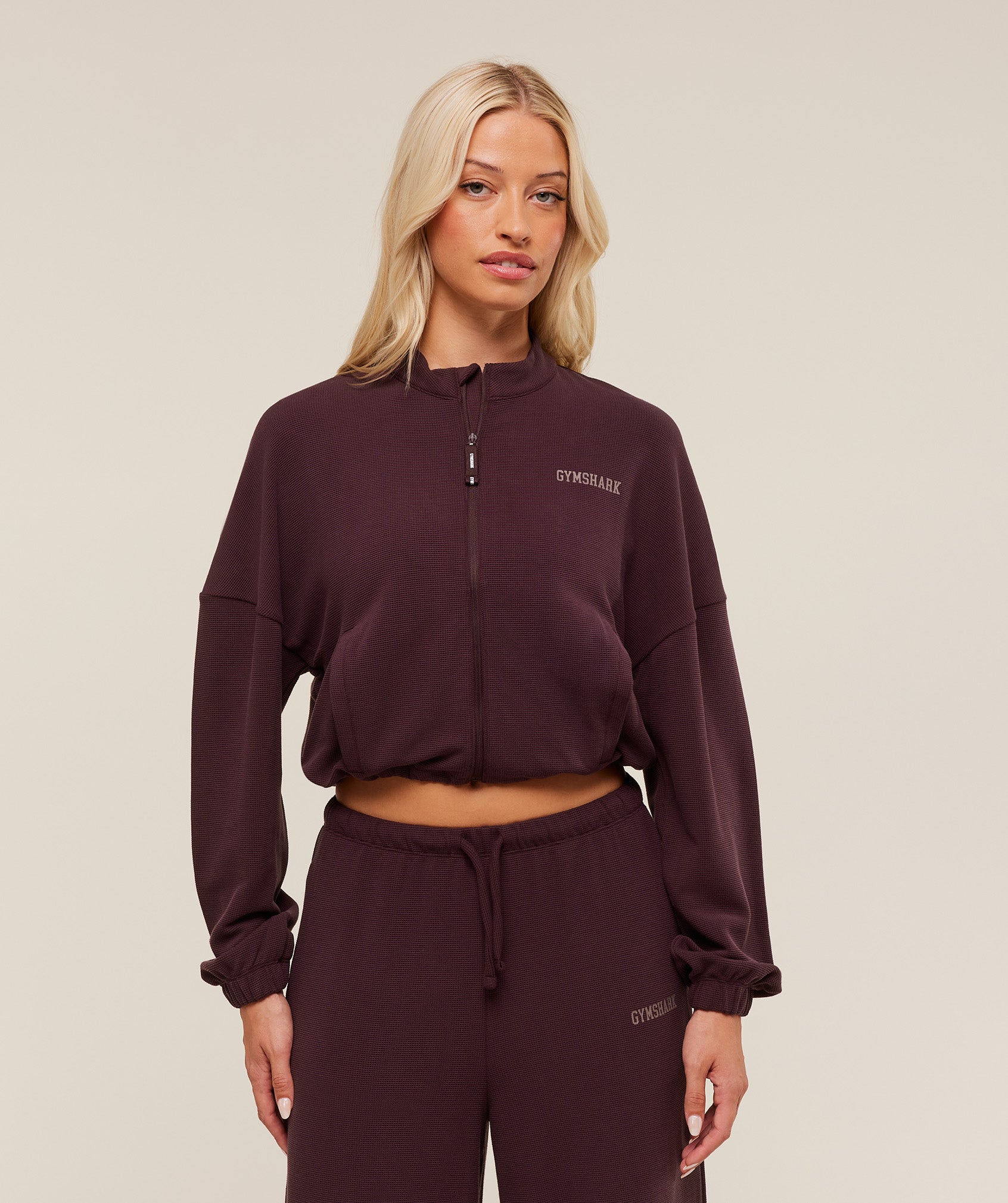 COACH Waffle Midi Zip Up Jacket