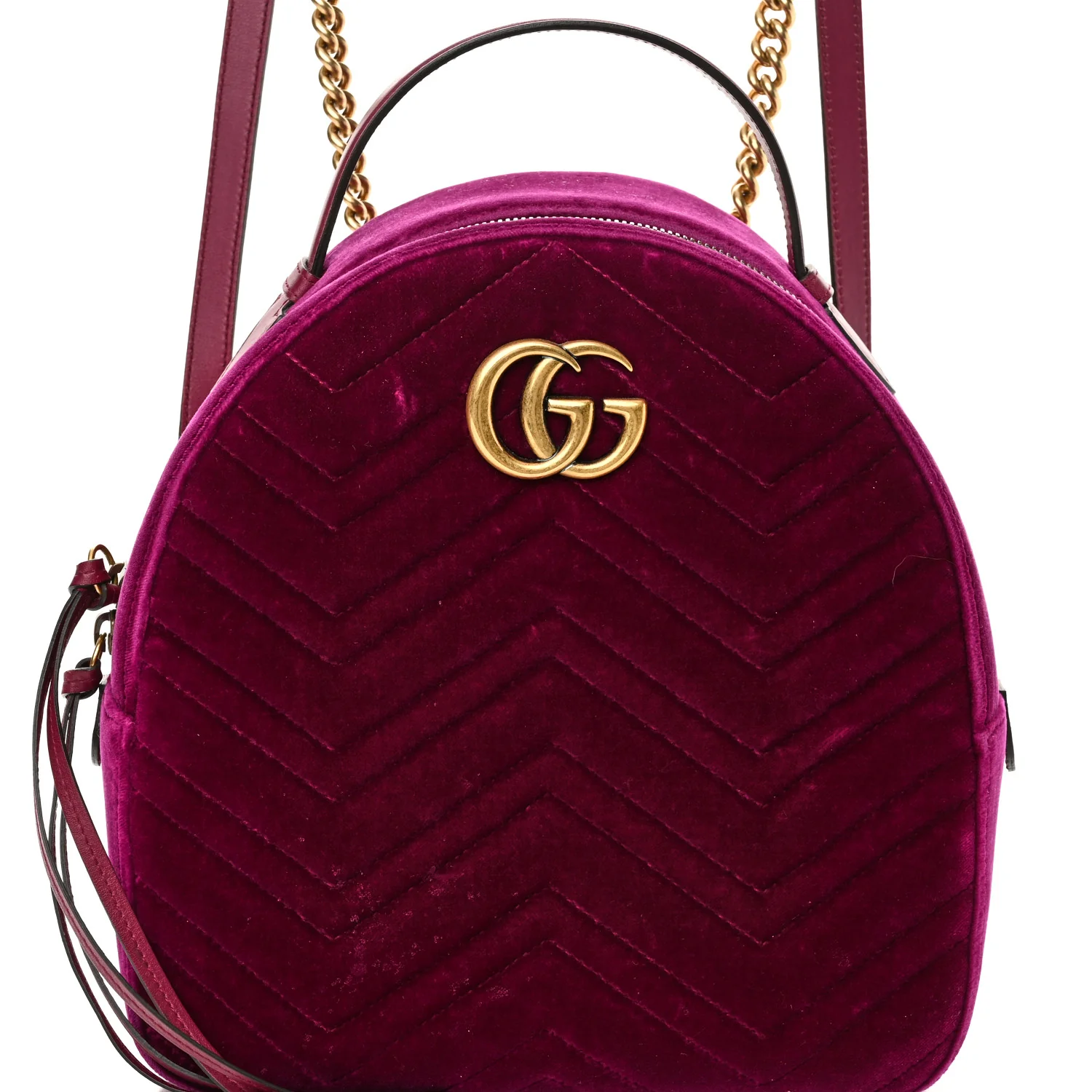 Velvet Matelasse GG Marmont Dome Backpack Fuchsia Violet Cyclamen - Top Club