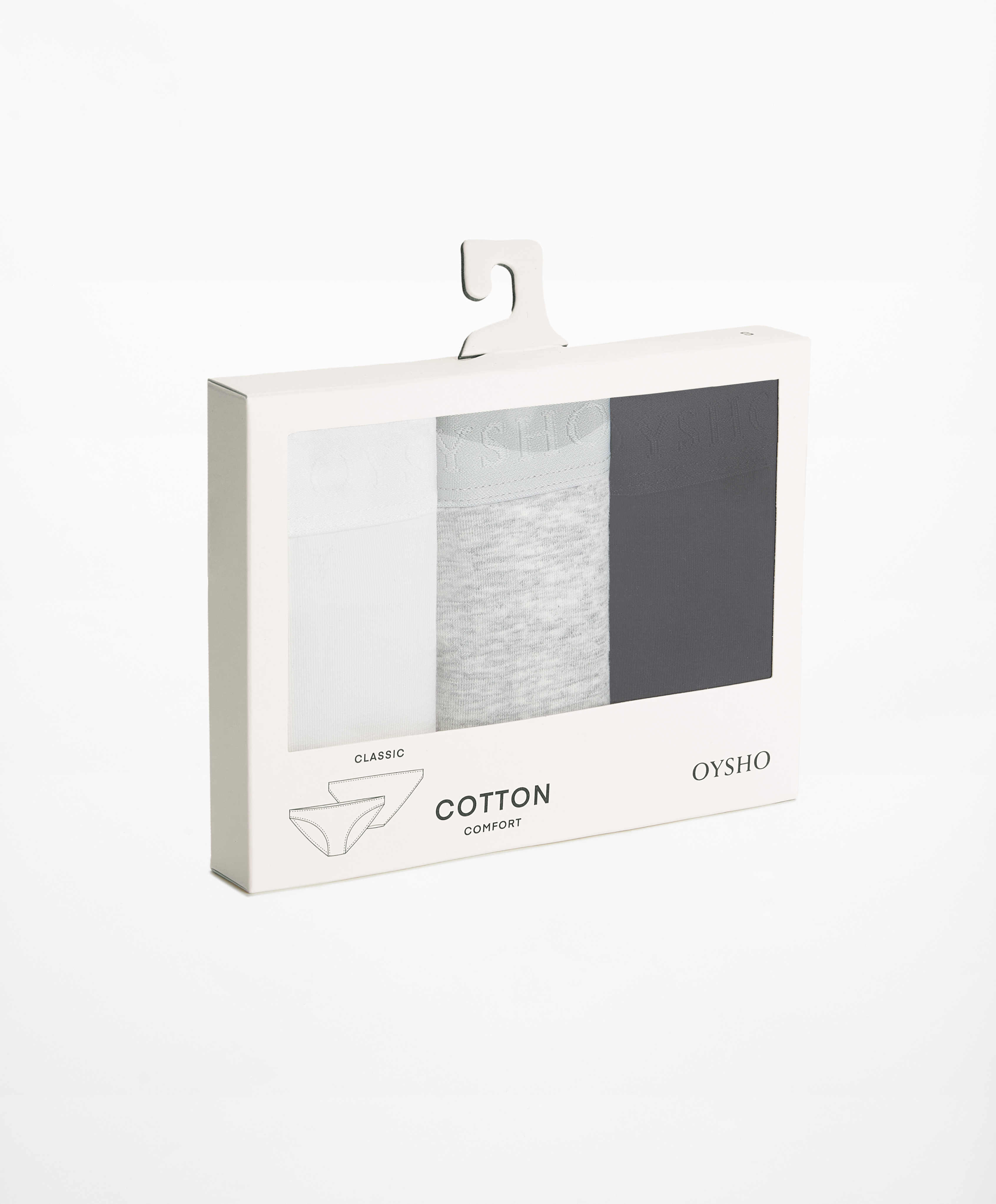 OYSHO 3 comfort cotton blend classic briefs with logo