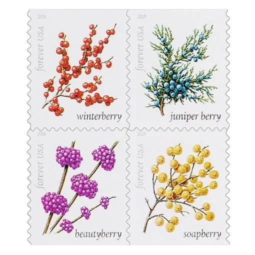 (2019) USPS Winter Berries First Class Forever Postage Stamps