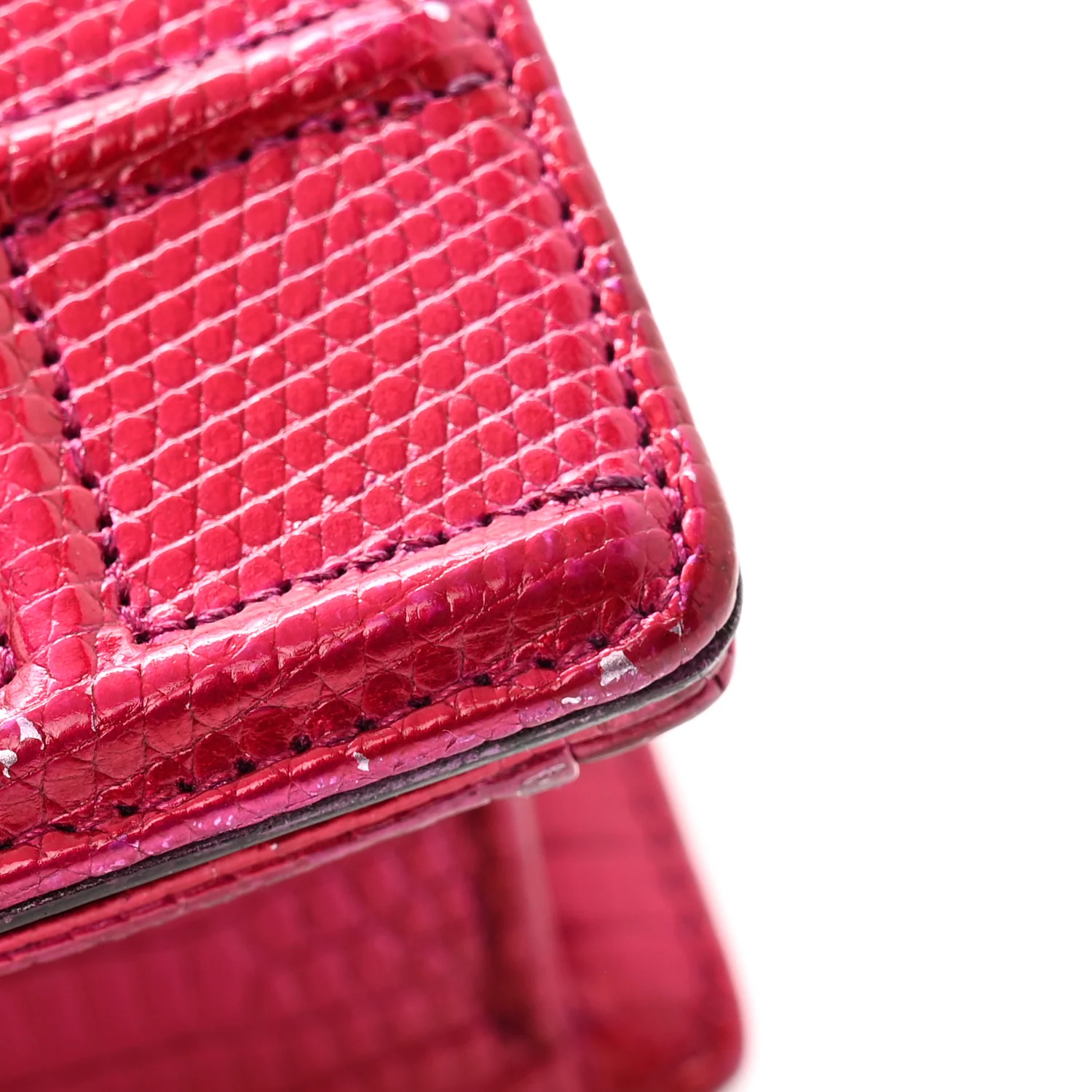 Metallic Lizard Small Diorama Flap Bag Fuchsia - Top Club