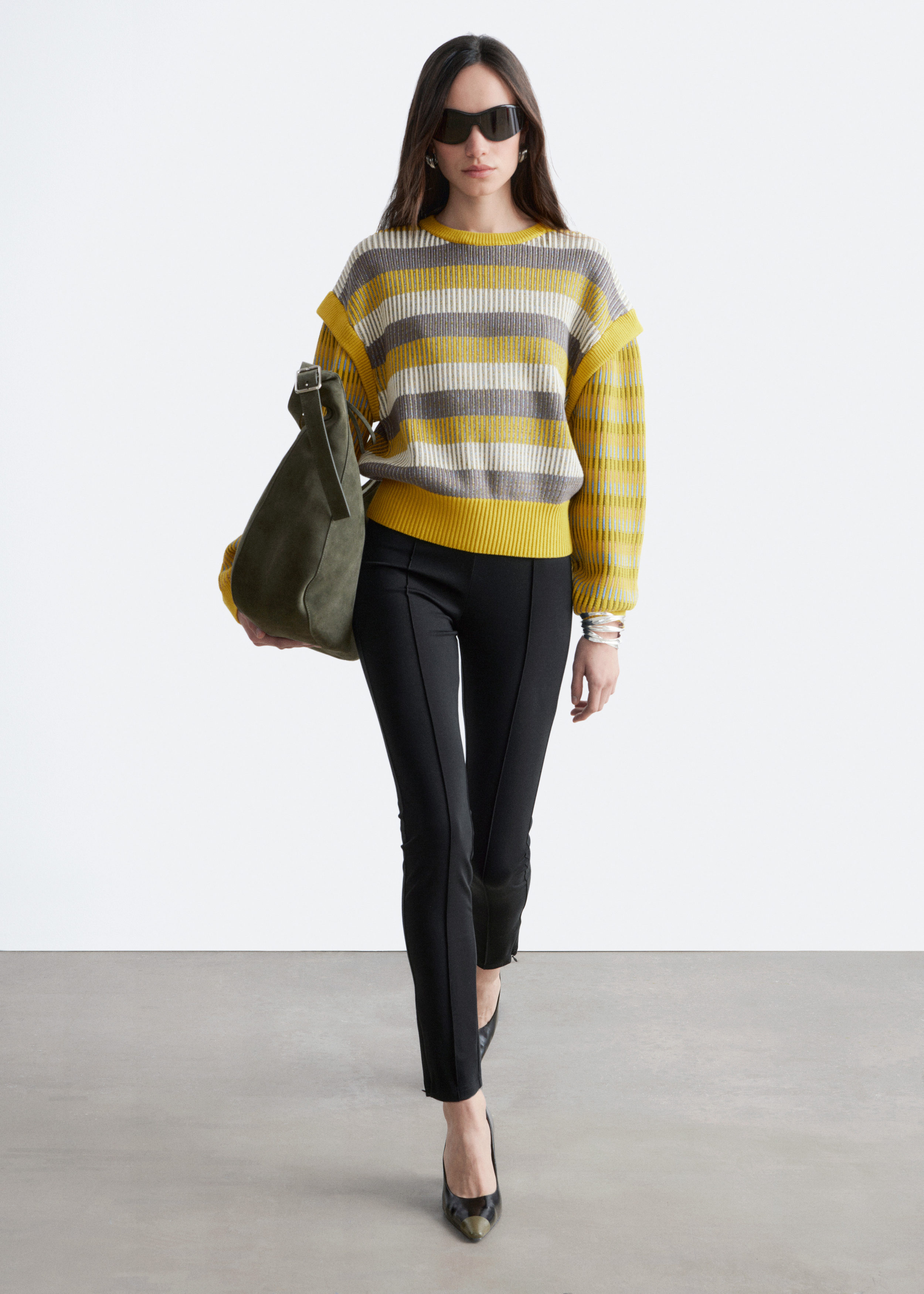 & Other Stories STRIPED PANEL KNIT JUMPER