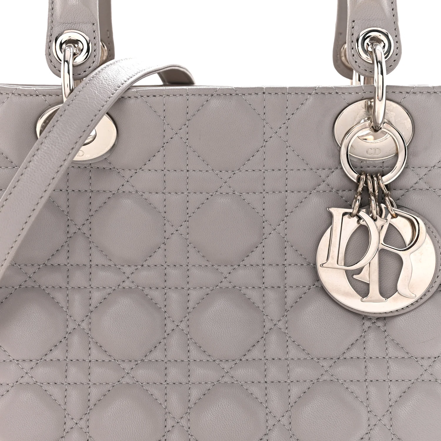 Lambskin Cannage Medium Lady Dior Grey - Top Club