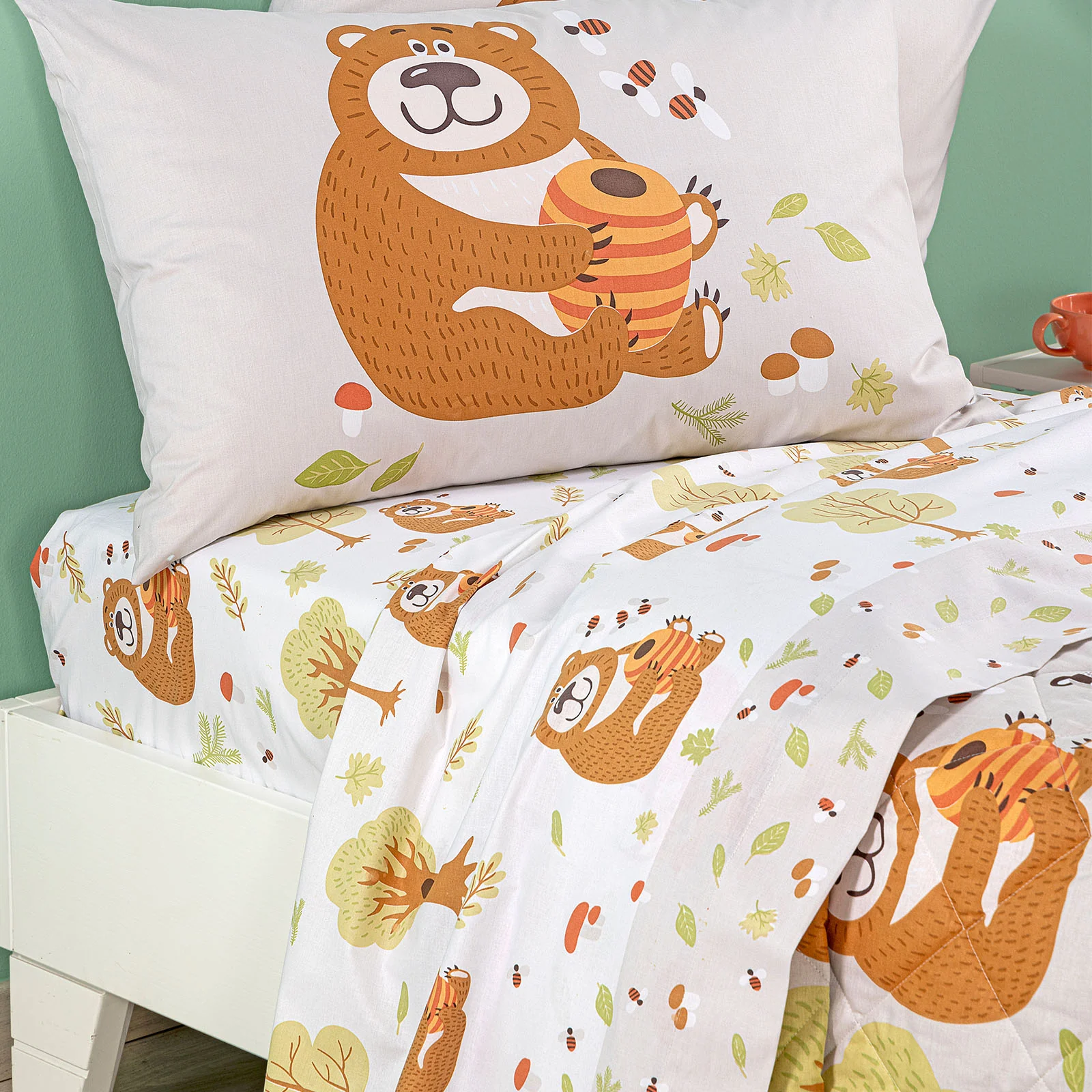 Quilted cotton bedspread natural single boschetto caleffi kids