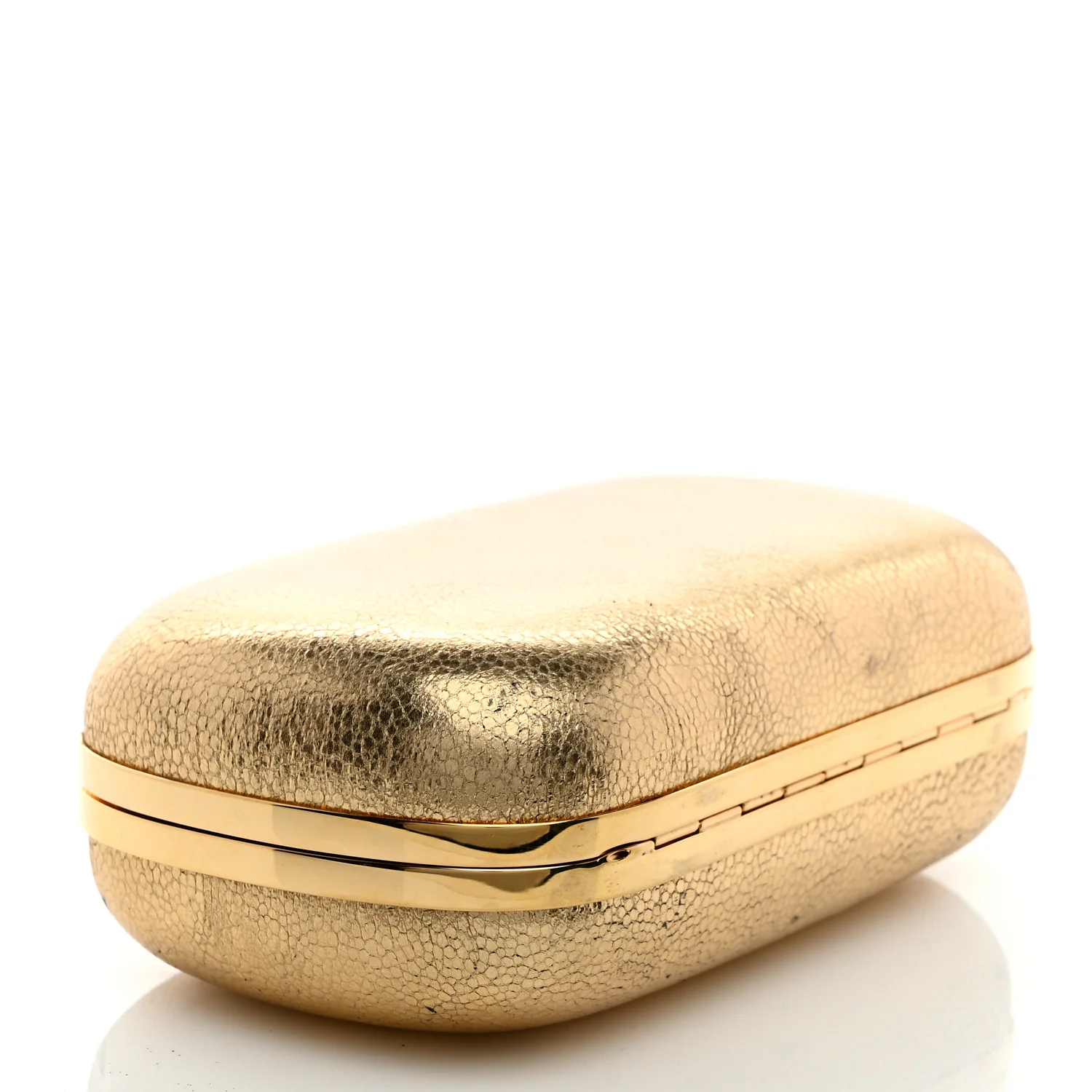 Metallic Nappa Skull Box Clutch Gold - Top Club