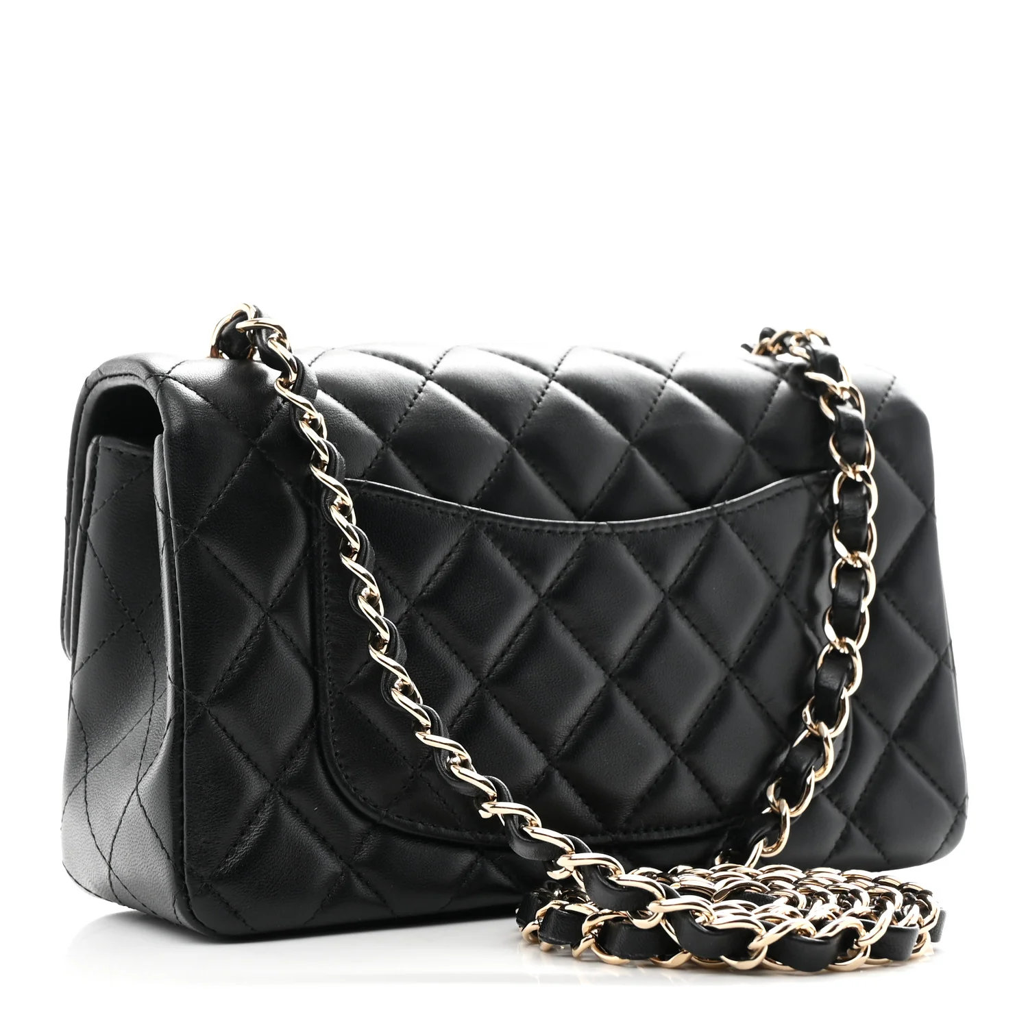 Lambskin Quilted Mini Rectangular Flap Black - Top Club