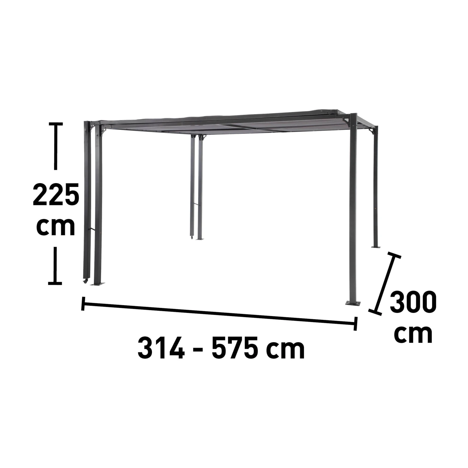 Pergola in acciaio e poliestere Noorvik 314-575x300x225 cm