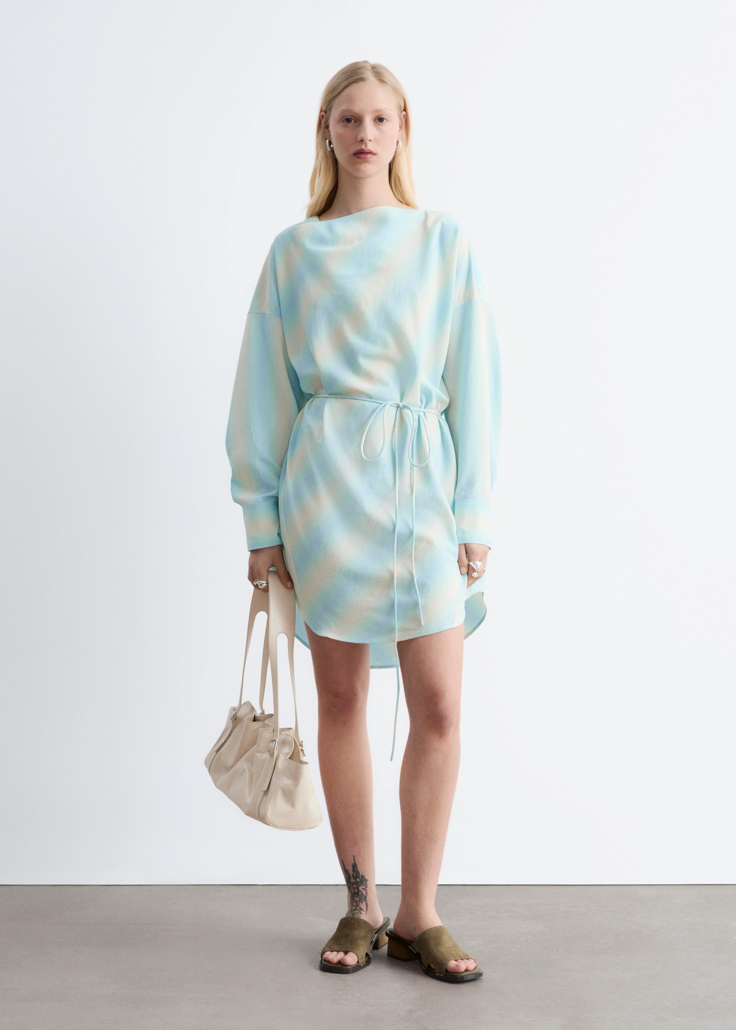 & Other Stories PRINTED COWL-NECK MIDI DRESS