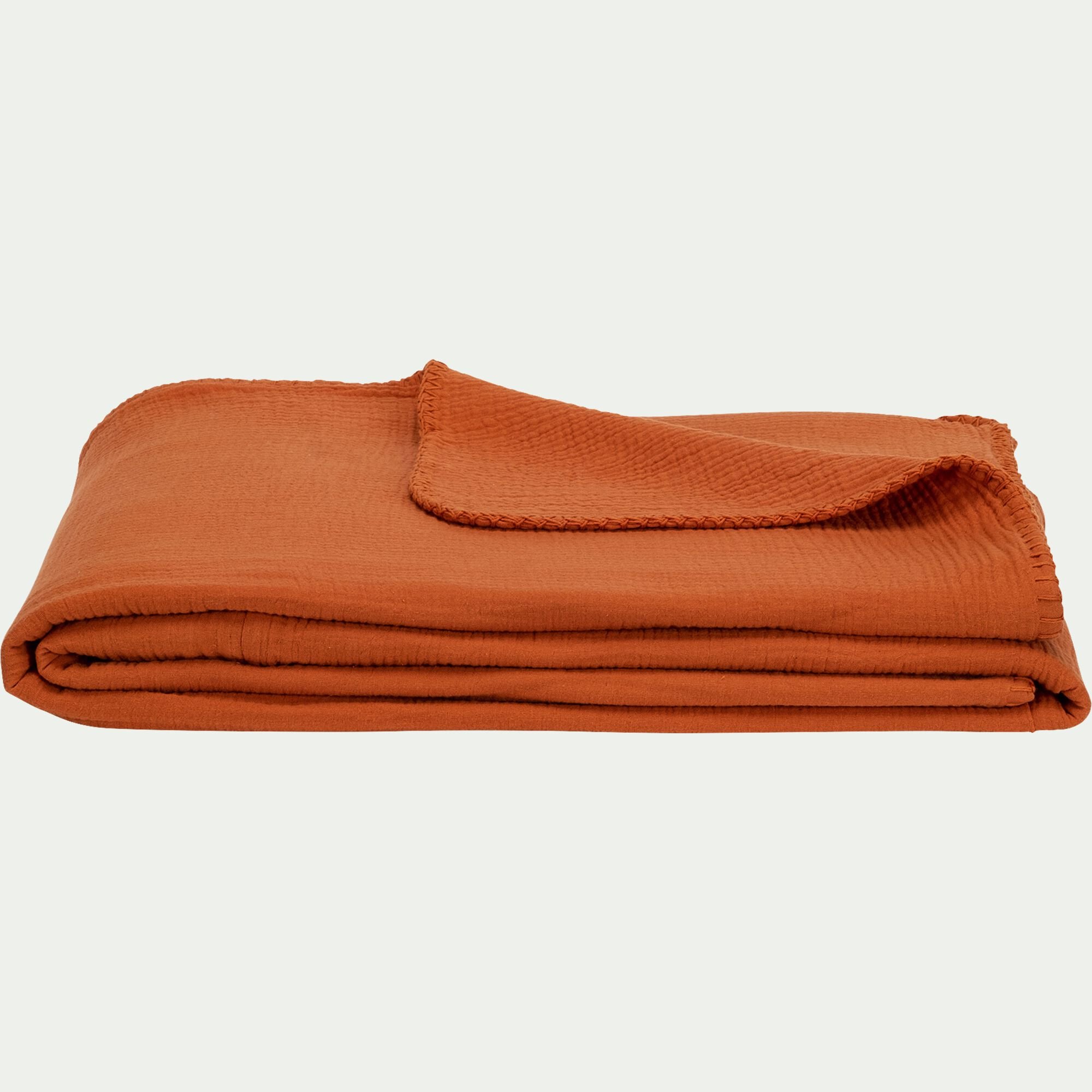 TESSALY - Plaid en gaze de coton - brun rustrel 130x170cm