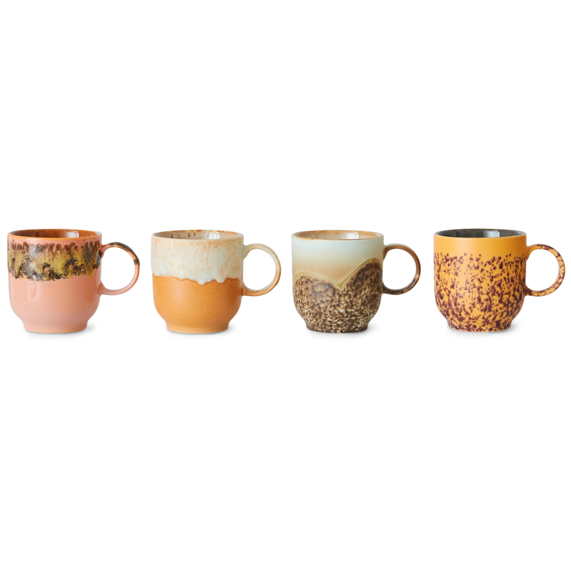 Servies 70's Ceramics Café Mugs cape - set van 4