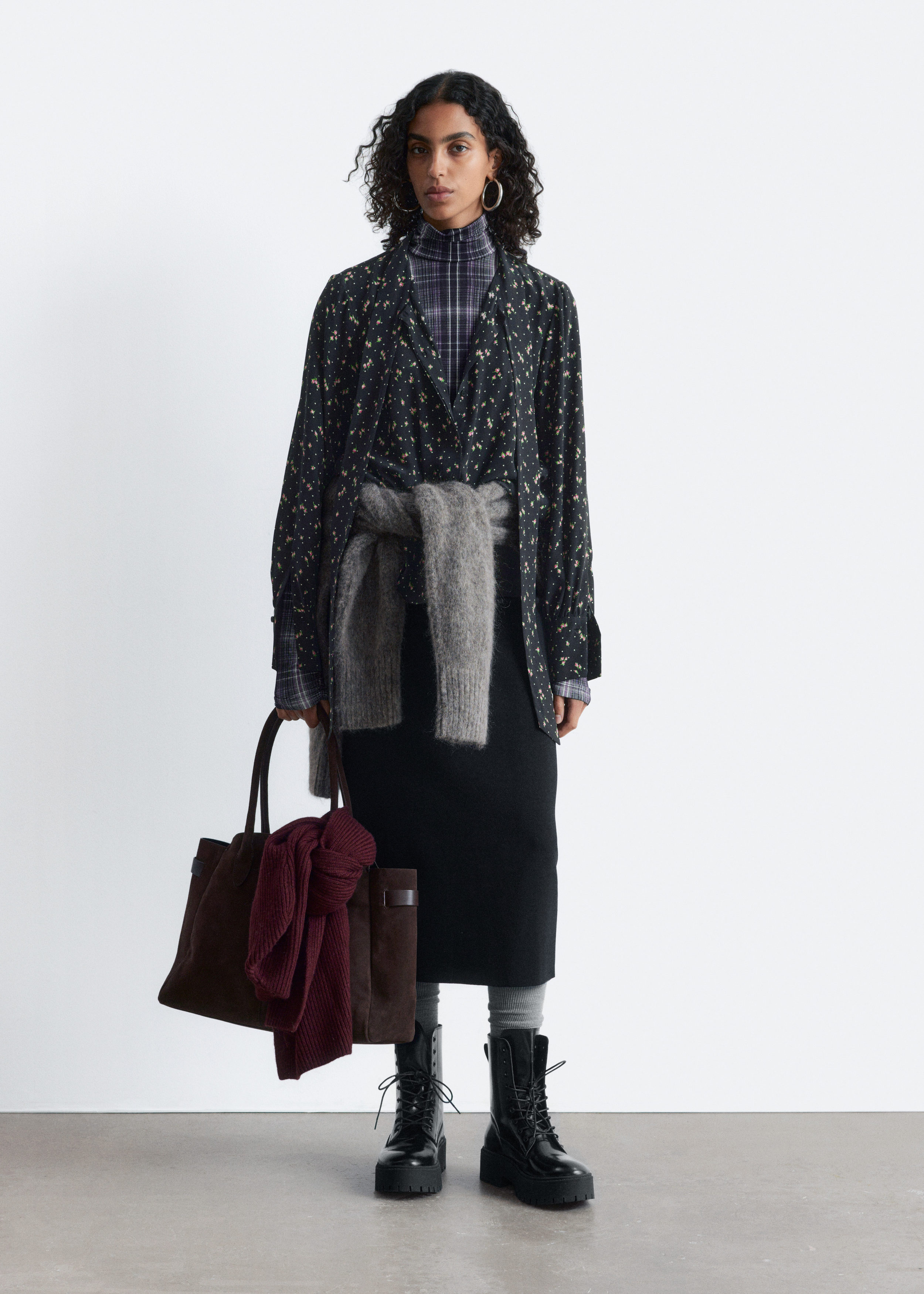 & Other Stories TIE-NECK SILK BLOUSE