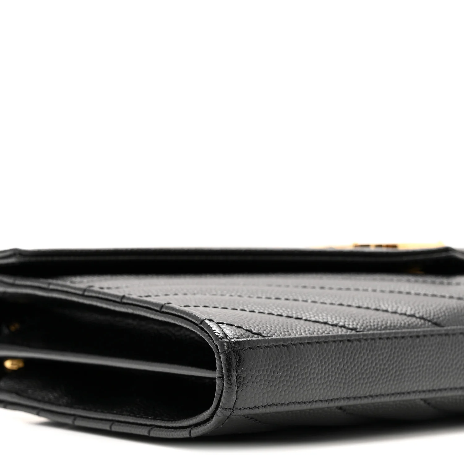 Grain De Poudre Matelasse Chevron Monogram Chain Wallet Black - Top Club