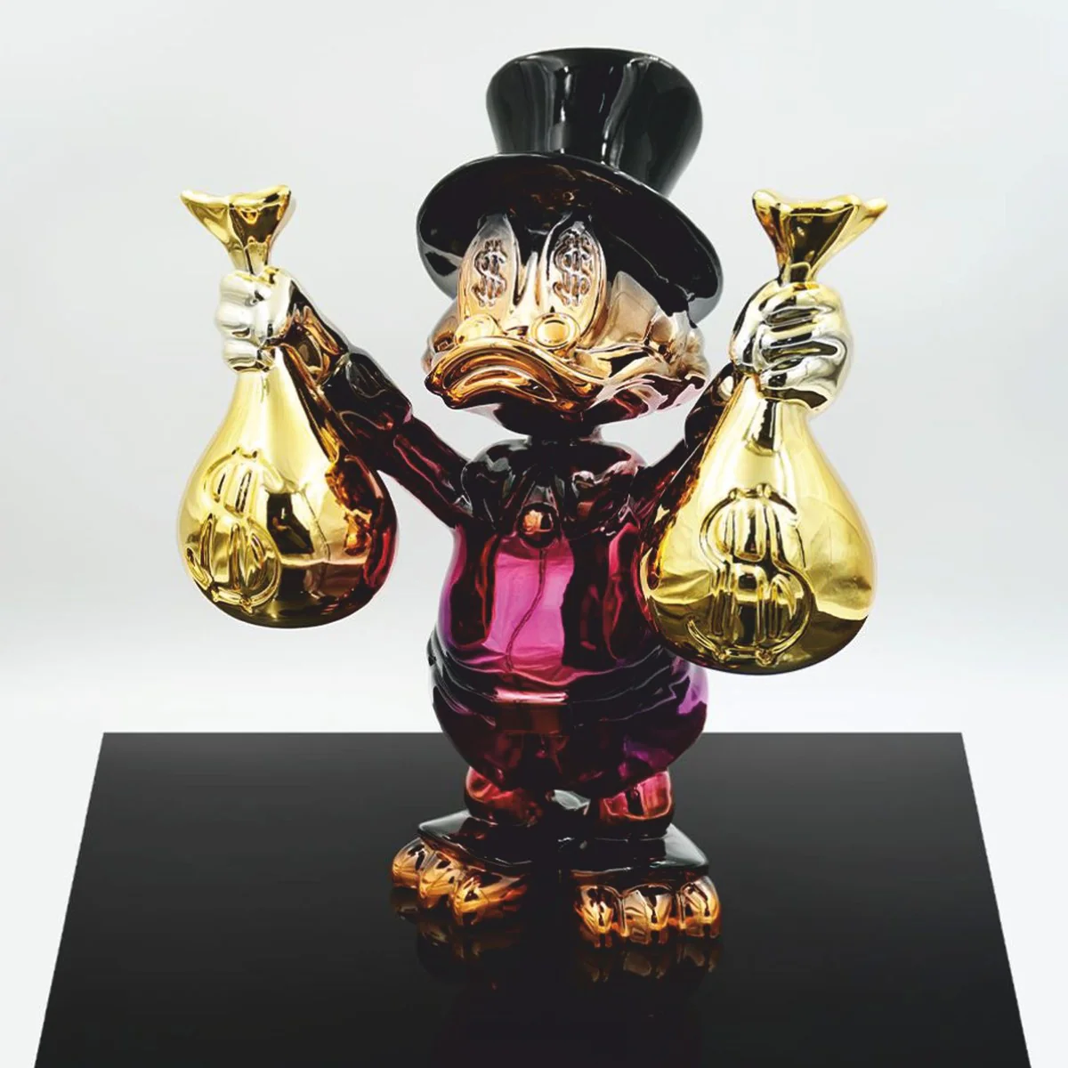 Decorative Duck Figure Colorful Chrome H. 45 cm - Living Room & Garden Decoration