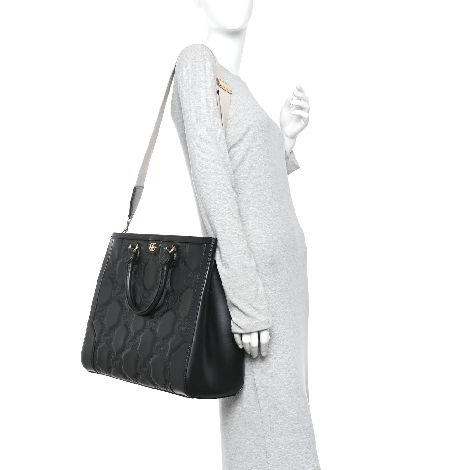 Calfskin GG Matelasse Tote Bag Black