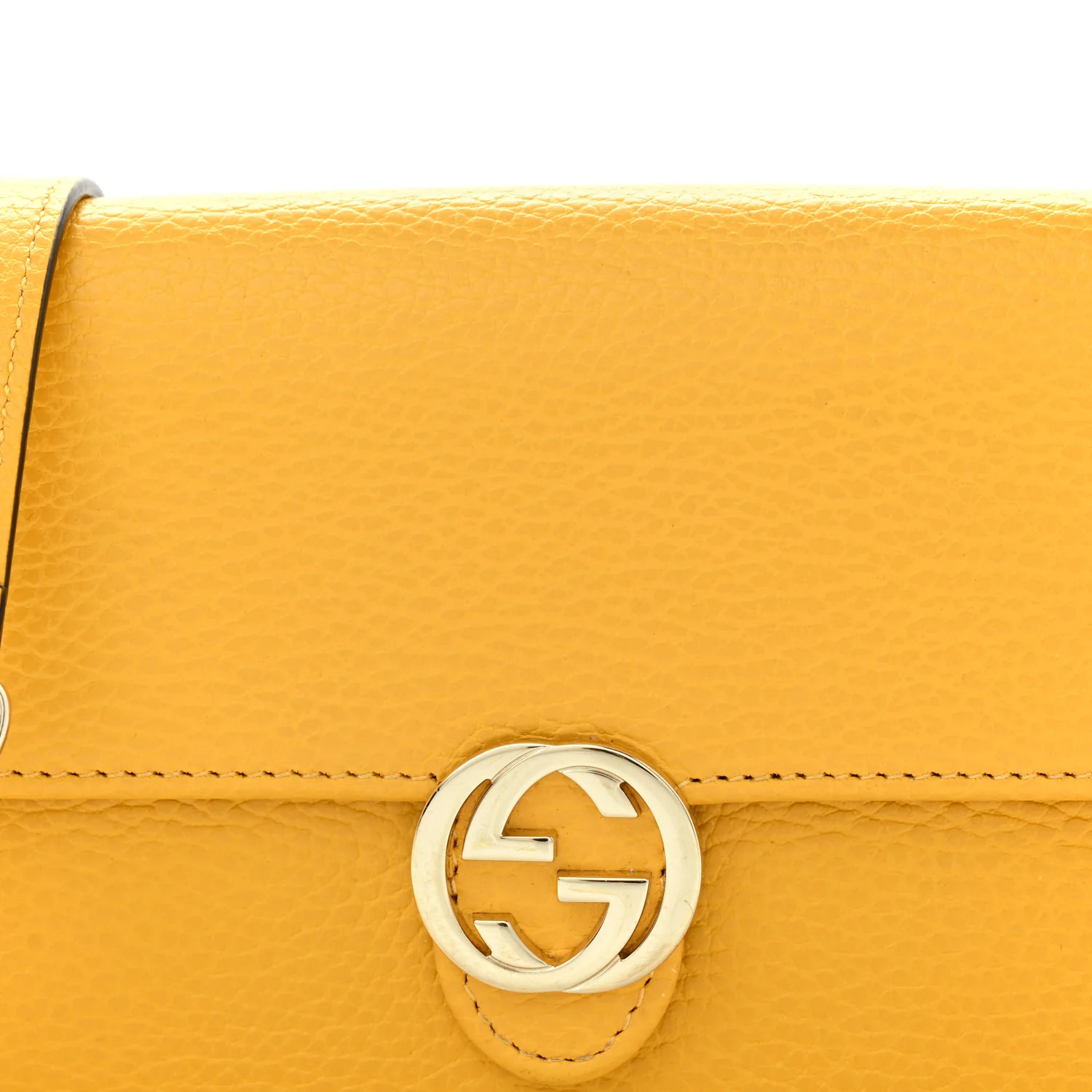 Dollar Calfskin Interlocking G Chain Wallet New Buttercup - Top Club