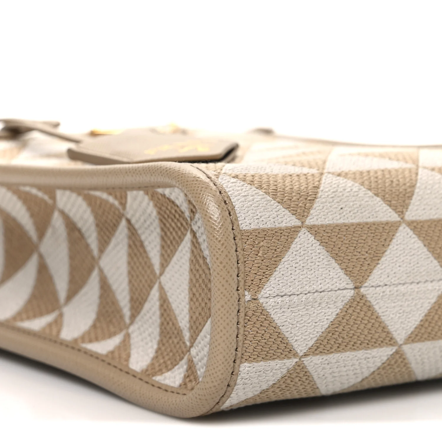 Jacquard Saffiano Triangolo Symbole Embroidered Micro Tote Corda Talco - Top Club