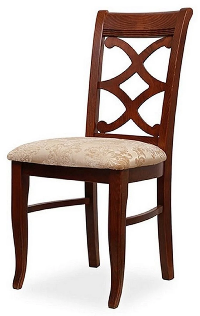 Biedermeier dining room chair set of 4 beige / dark brown 49 x 56 x H. 92 cm - Solid wood kitchen chairs - Solid wood dining room furniture - Biedermeier dining room furniture
