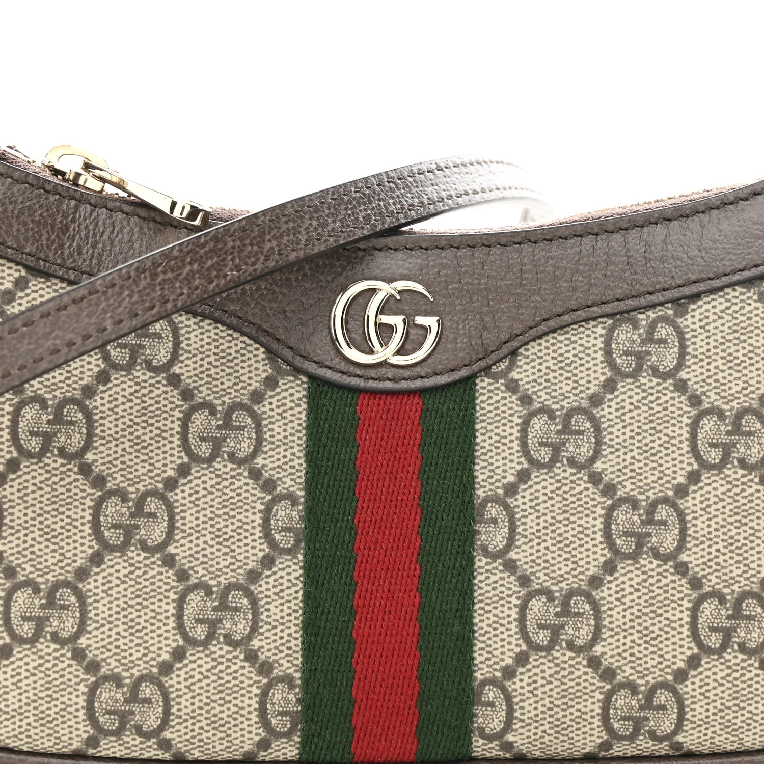 GG Supreme Monogram Textured Dollar Calfskin Web Mini Ophidia Shoulder Bag Beige Ebony New Acero - Top Club