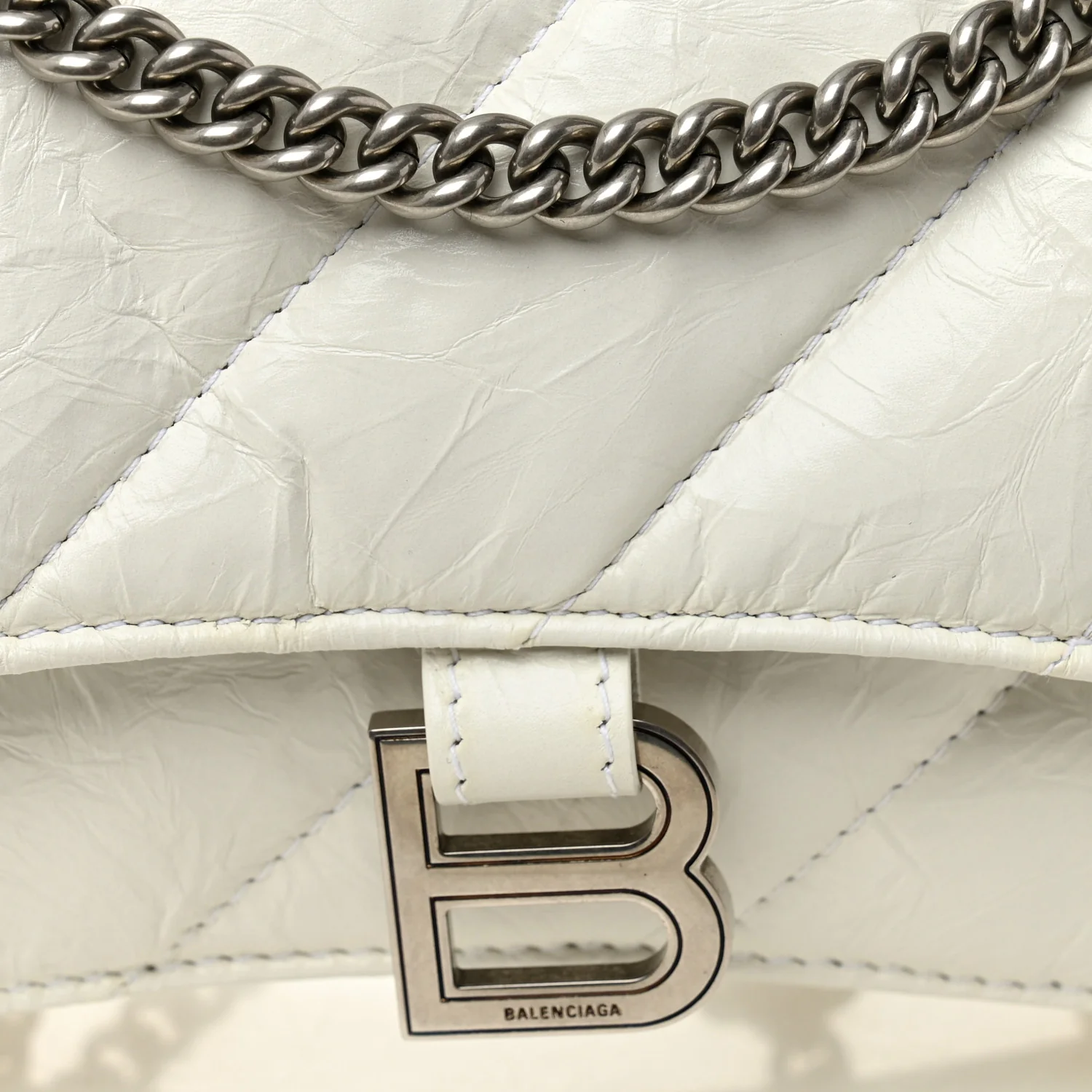 Crushed Calfskin Quilted Small Crush Chain Bag Optic White - Top Club