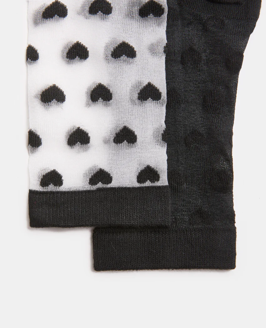 Pimkie Lot de 2 paires de chaussettes transparentes cœurs