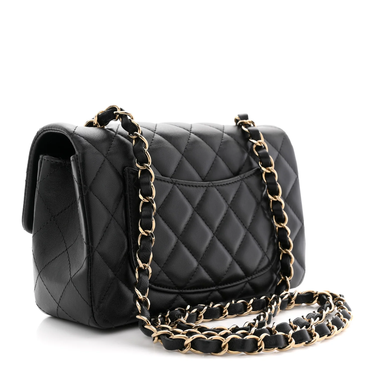Lambskin Quilted Hollywood Charms Mini Rectangular Flap Black - Top Club