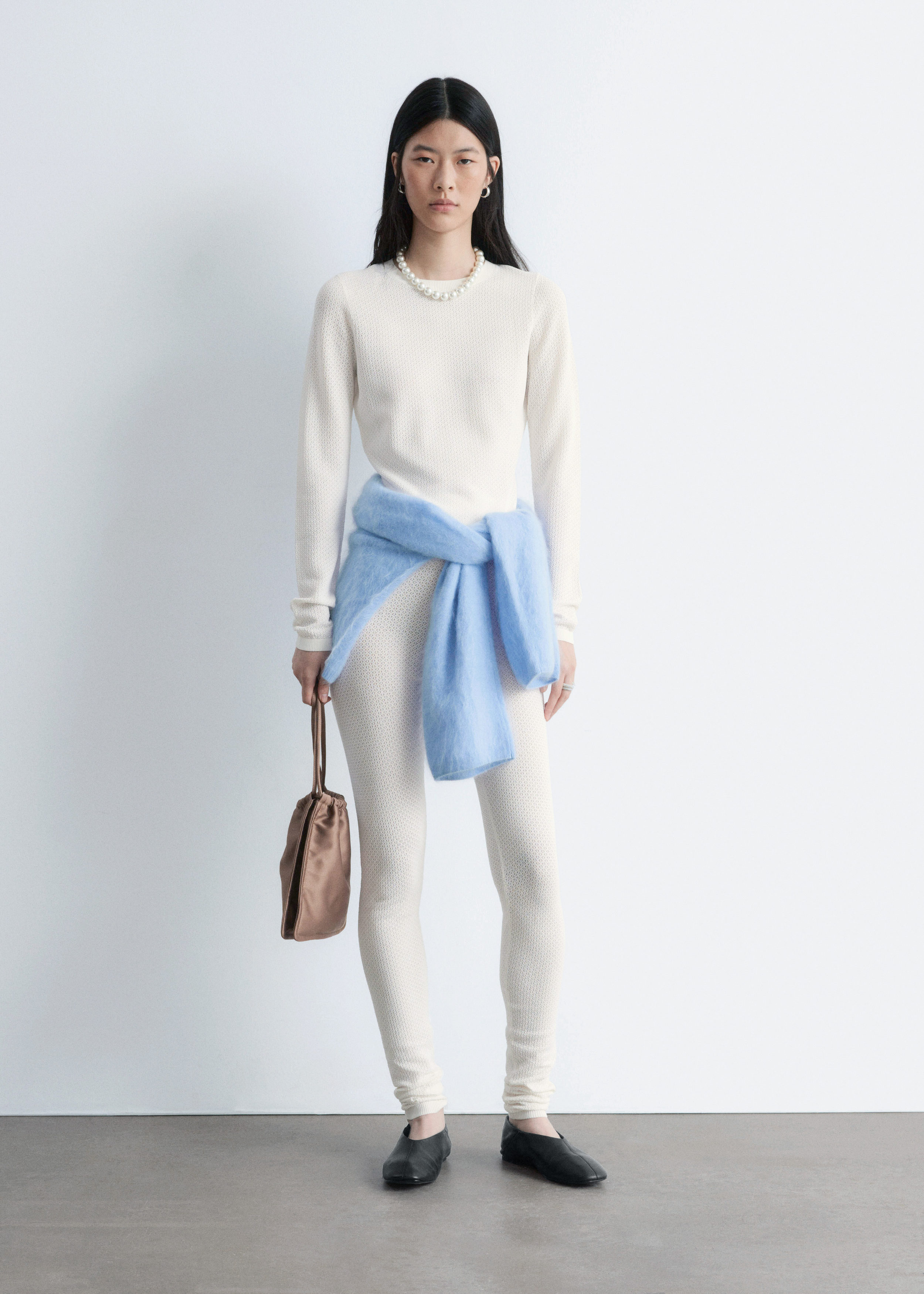 & Other Stories LONG-SLEEVE POINTELLE-KNIT TOP