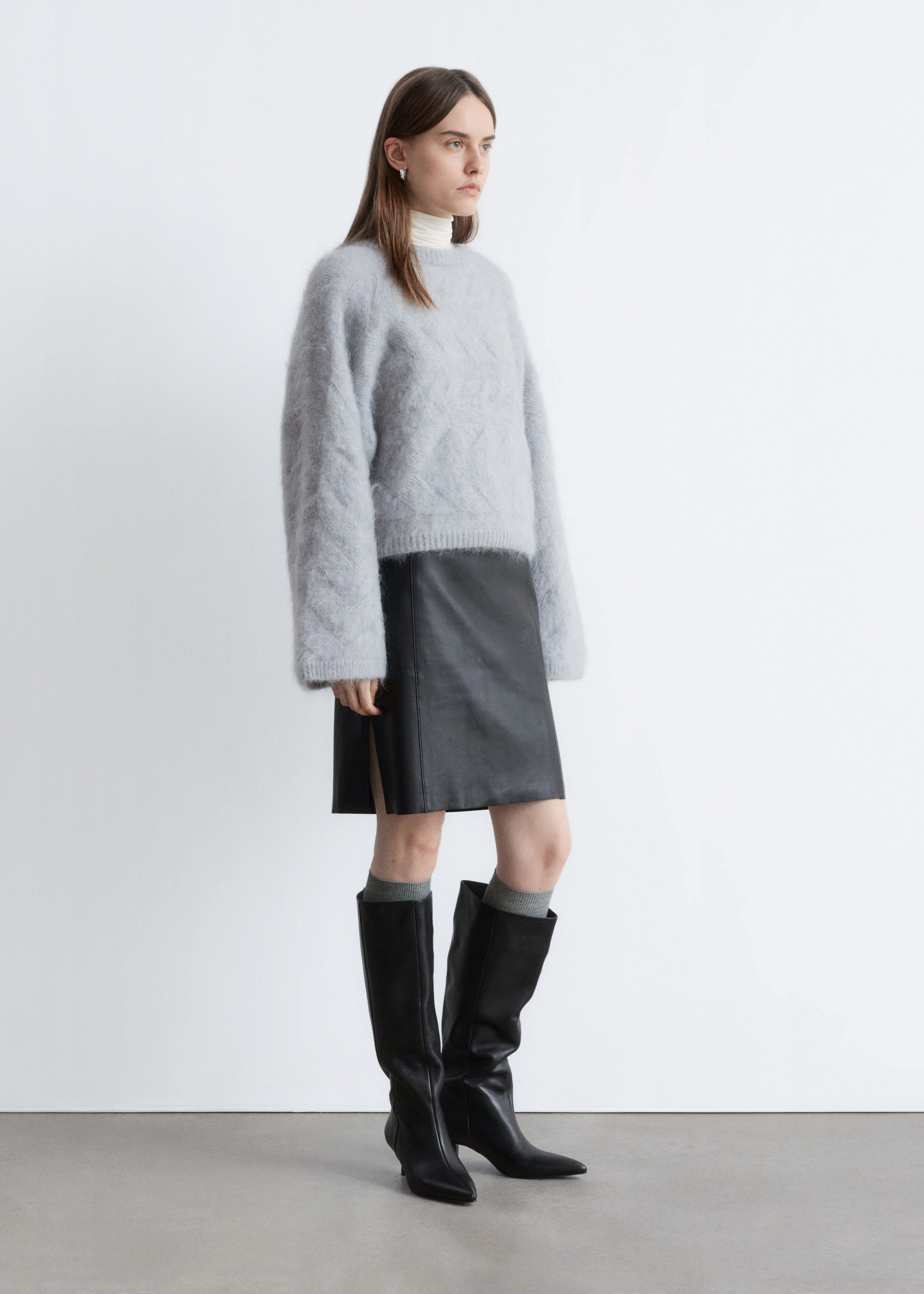 & Other Stories MOHAIR-BLEND CABLE-KNIT JUMPER