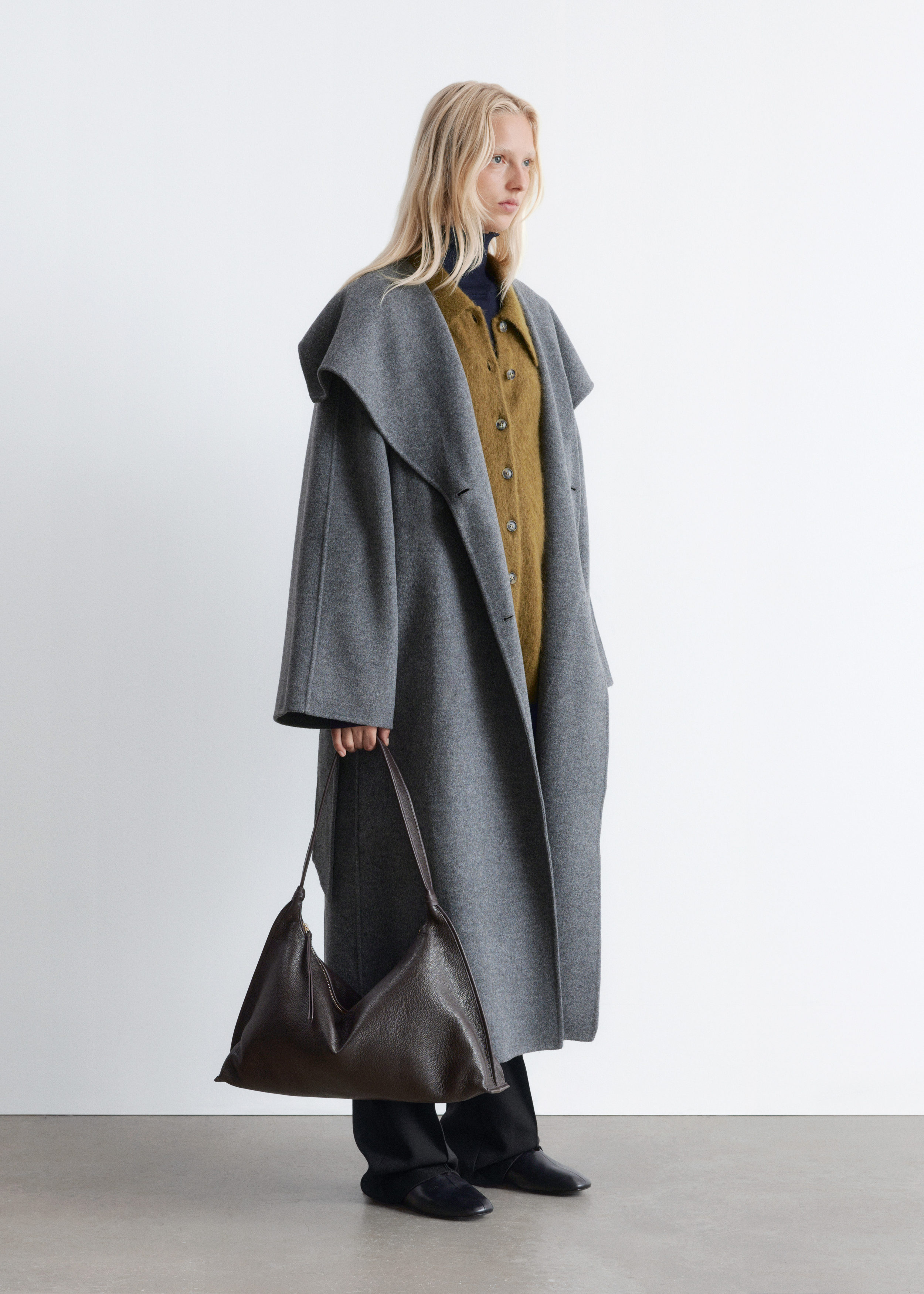 & Other Stories SHAWL-COLLAR WOOL MAXI COAT