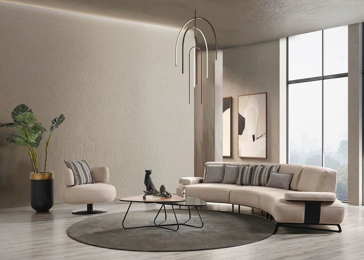 Luxury sofa with adjustable backrests beige / black 350 cm