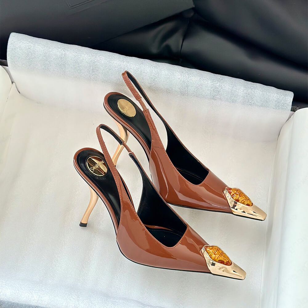 YSL Loulou Slingback Pumps in Patent Leather - Top Club