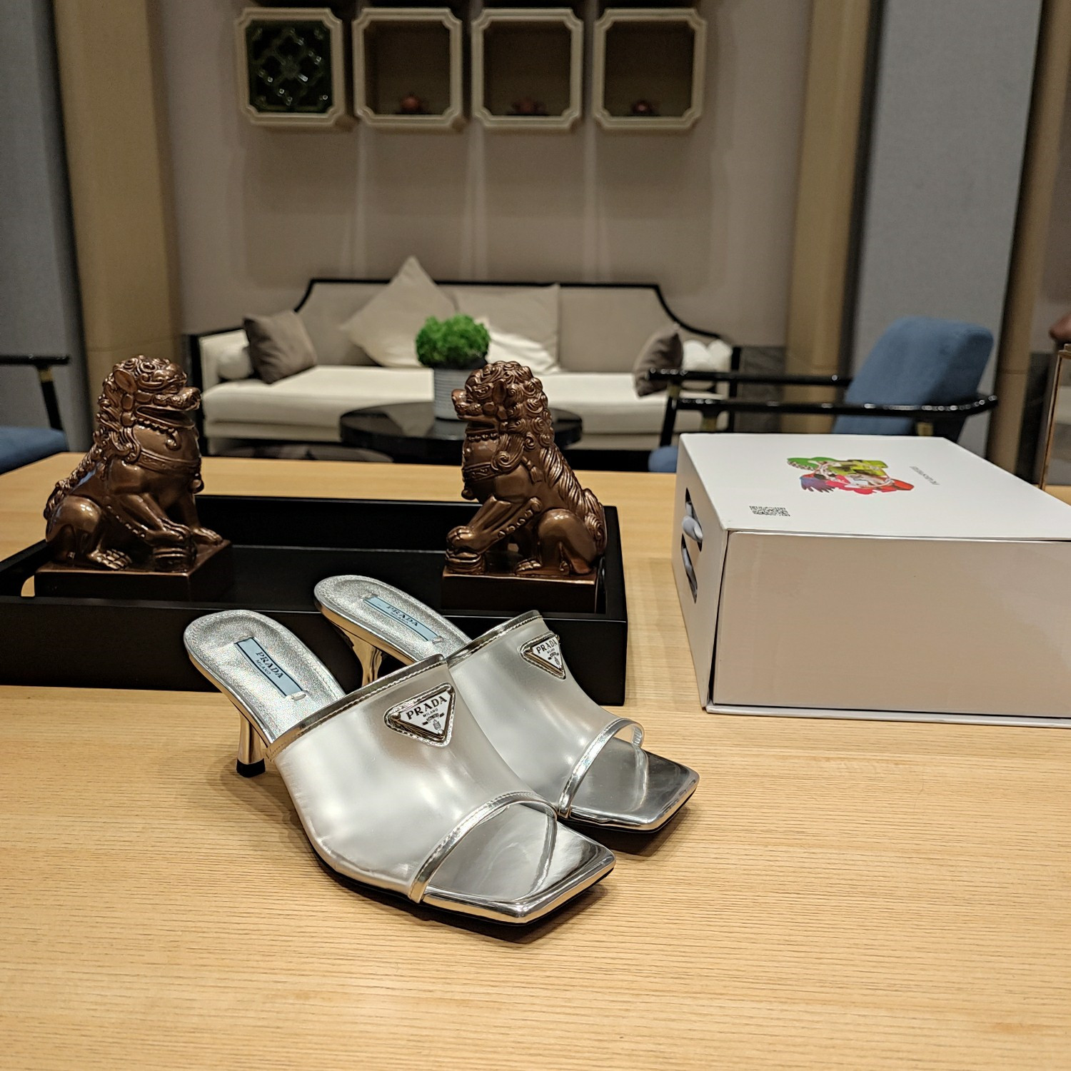 prada metal logo triangle head square sandals - Sneaker Replica Workshop