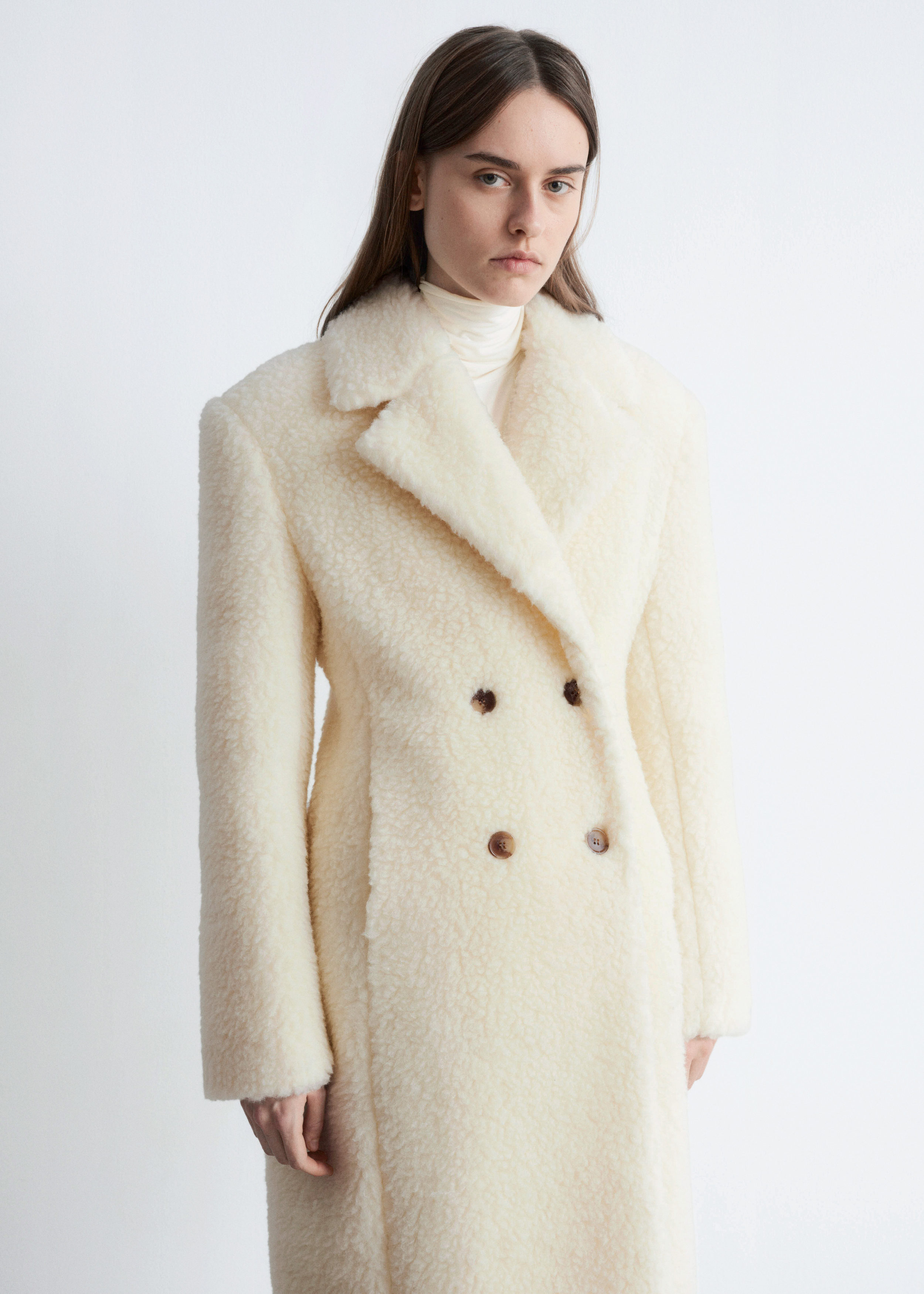 & Other Stories WOOL SHEARLING MAXI COAT