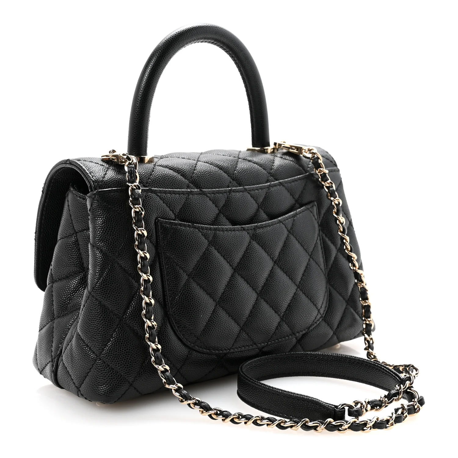 Caviar Quilted Mini Coco Handle Flap Black - Top Club