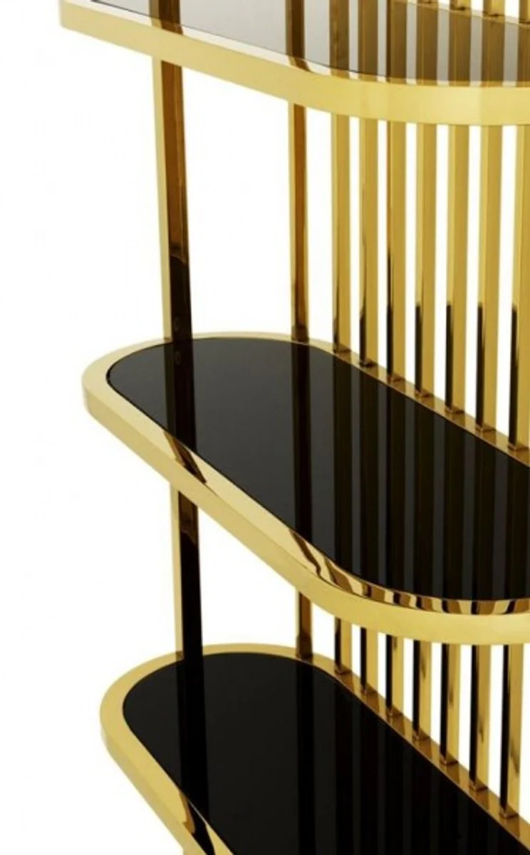 Luxury shelf cabinet gold with black glass - luxury collection