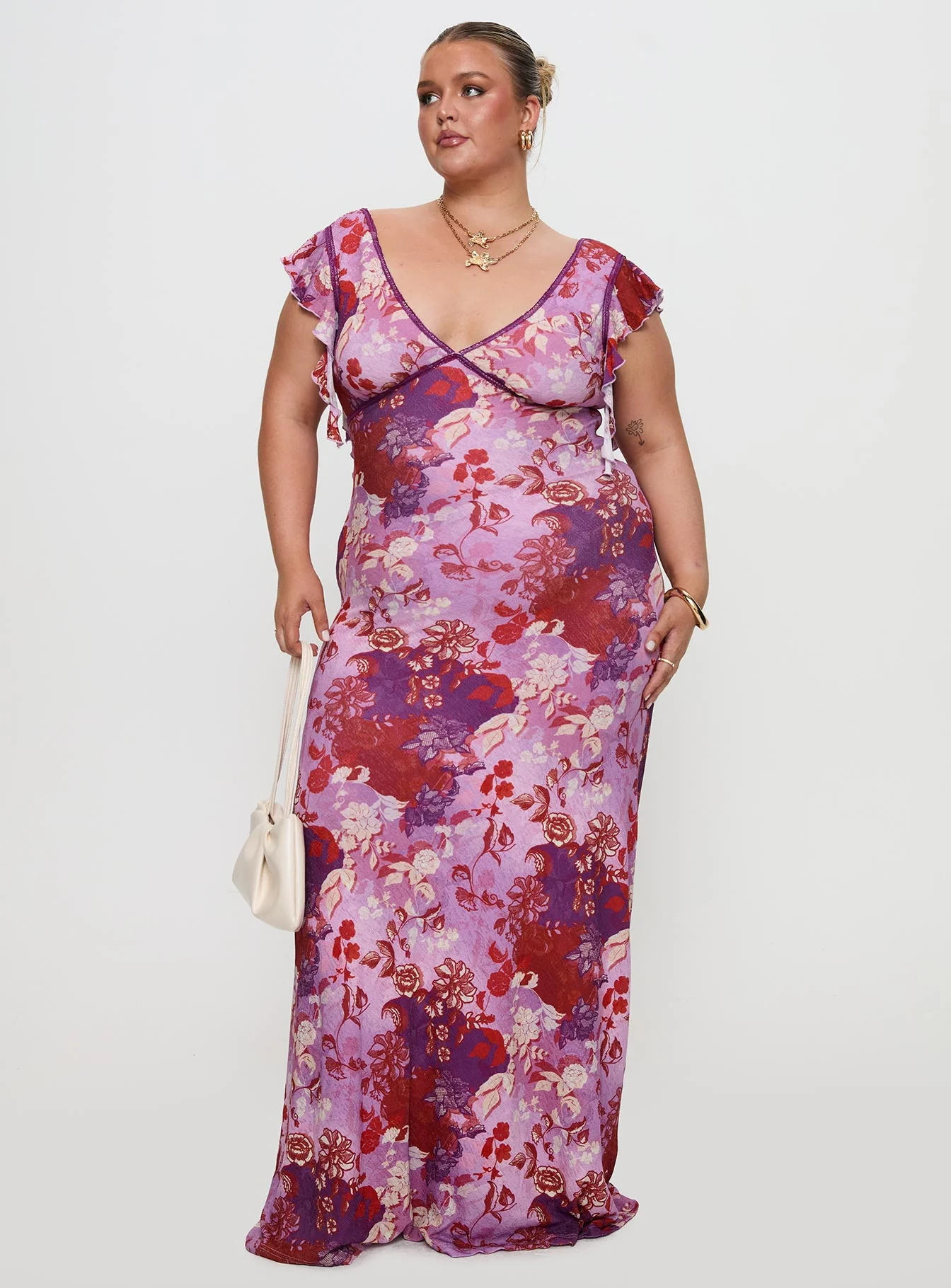 Soleila Maxi Dress Purple Multi Curve