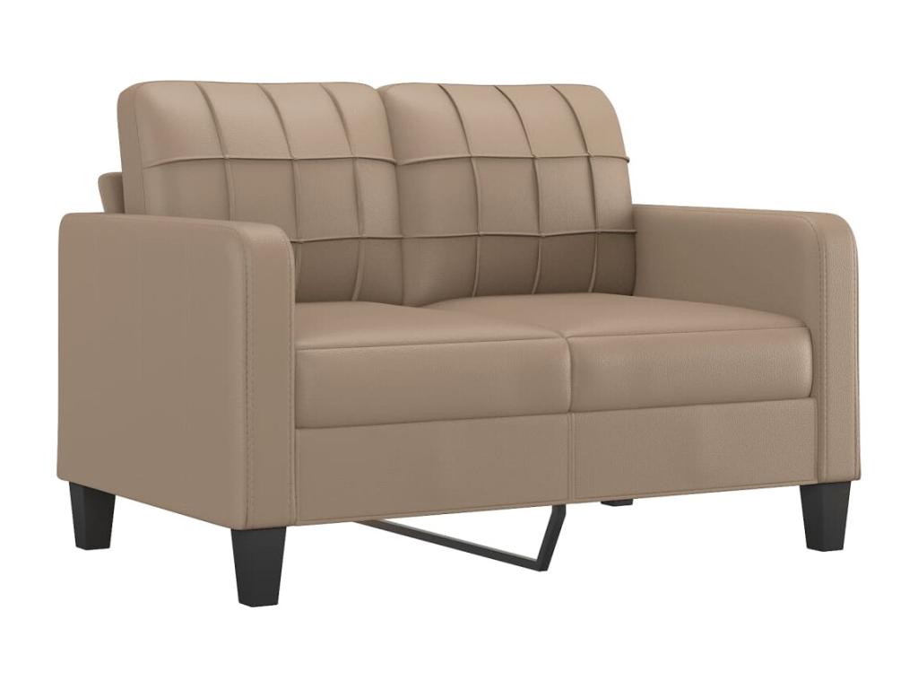Sofá de 2 plazas con cojines cuero sintético capuchino 120 cm
