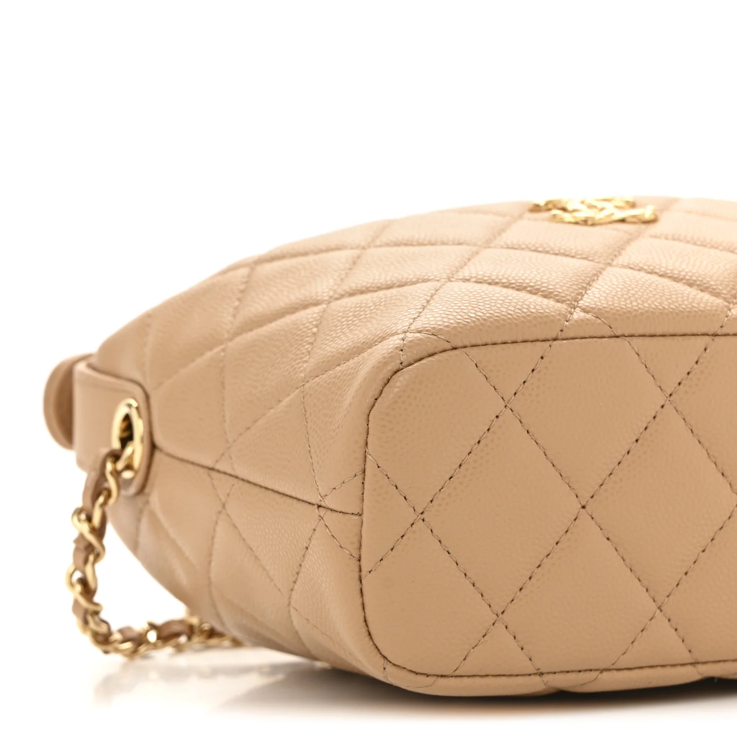 Shiny Caviar My Cush Hobo Clutch With Chain Beige - Top Club
