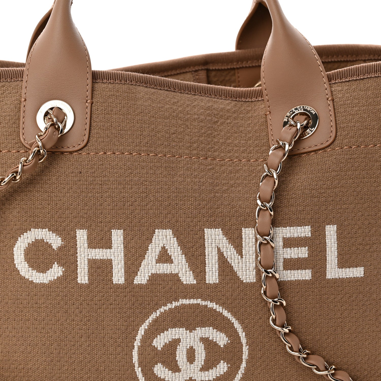 Mixed Fibers Small Deauville Tote Dark Beige - Top Club