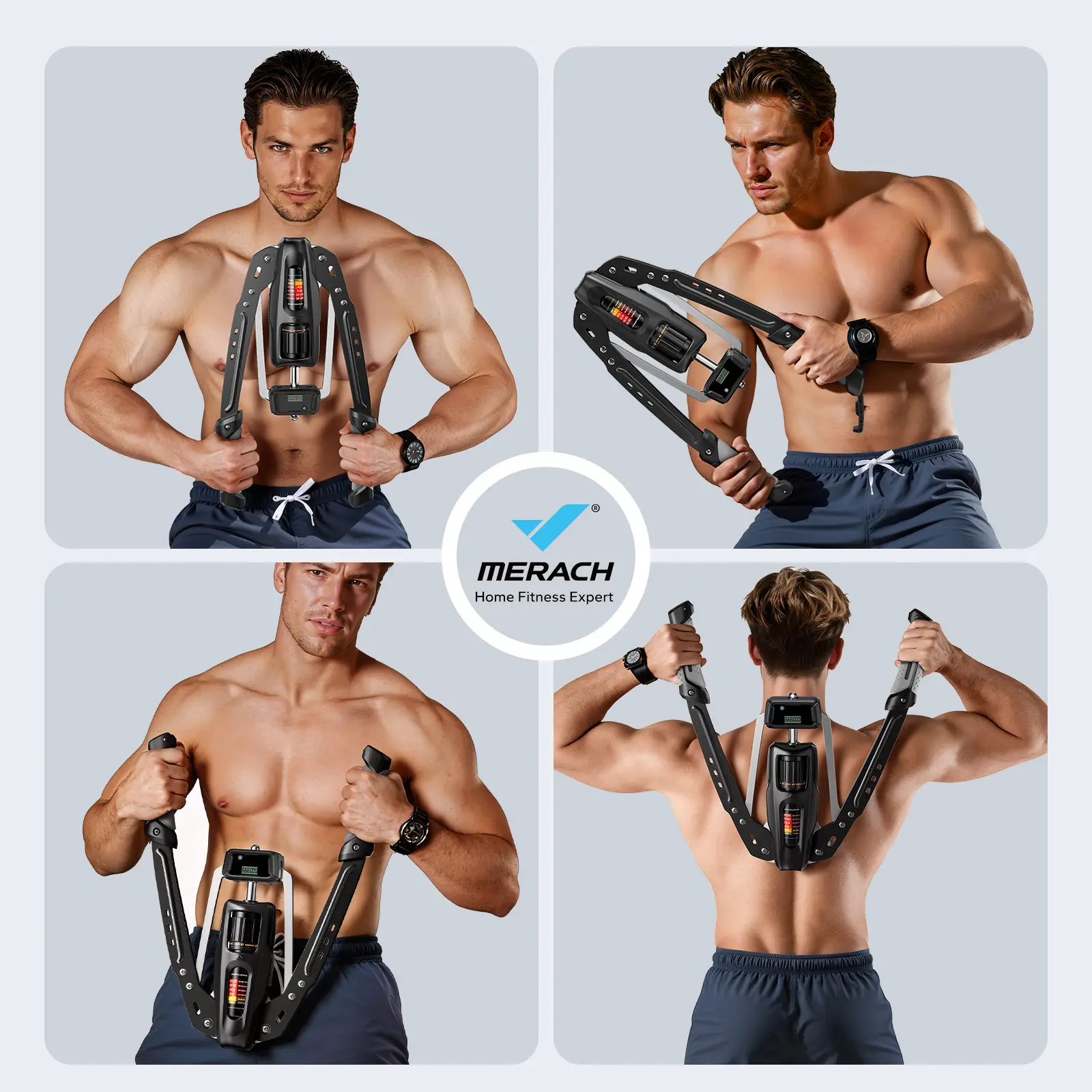 Merach Hydraulic Arm Trainer with Counter, 22-440lbs Adjustable Chest Expander for Home Gym, Arm & Shoulder Strength Training Equipment Summervibes