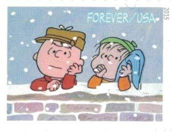 2015 USPS Charlie Brown Xmas Pane of 20 Forever Postage Stamps