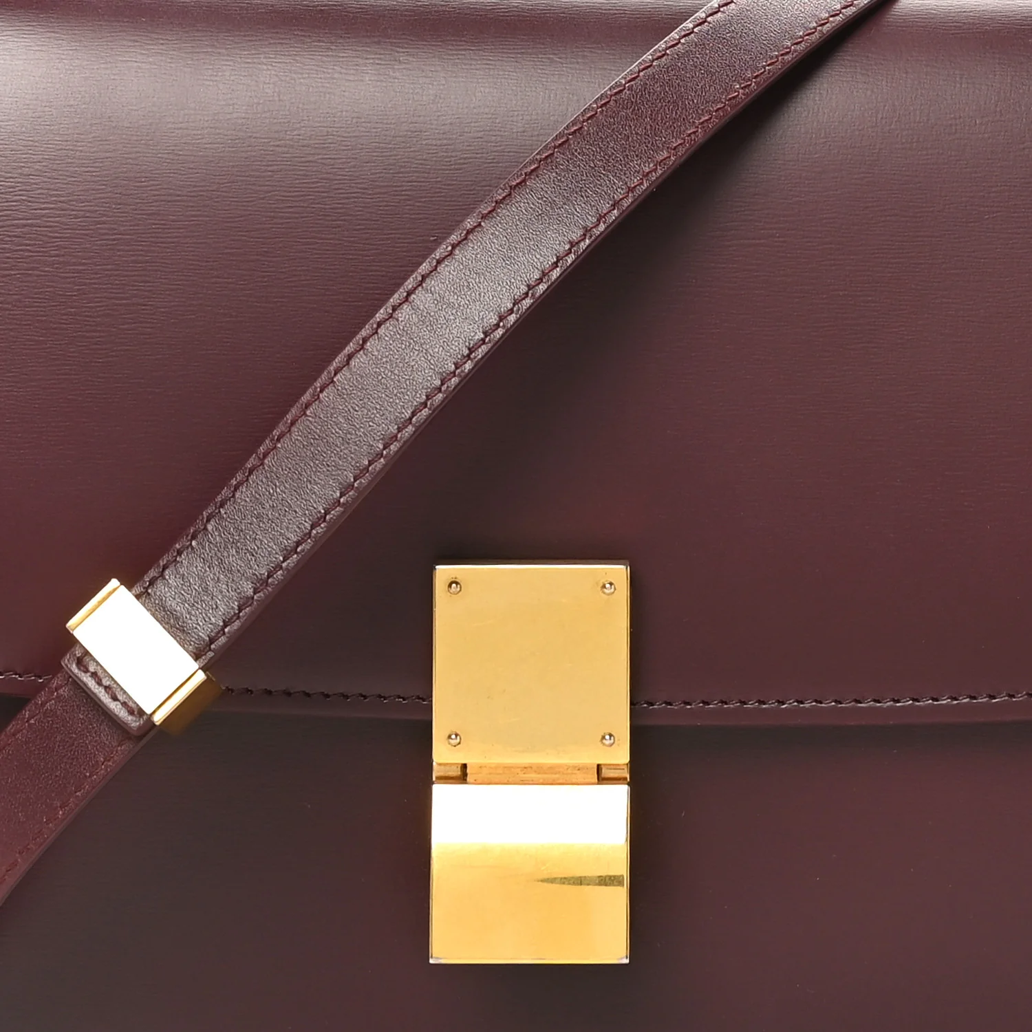 Box Calfskin Medium Classic Box Flap Bag Burgundy - Top Club