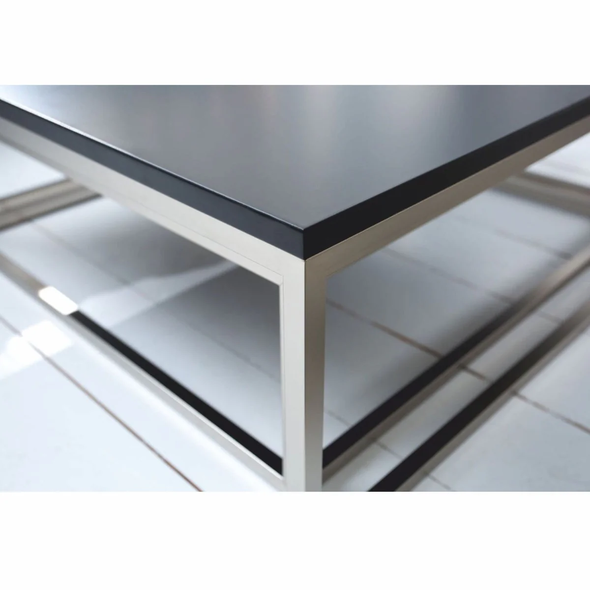 Coffee table set of 2 black / silver - living room furniture