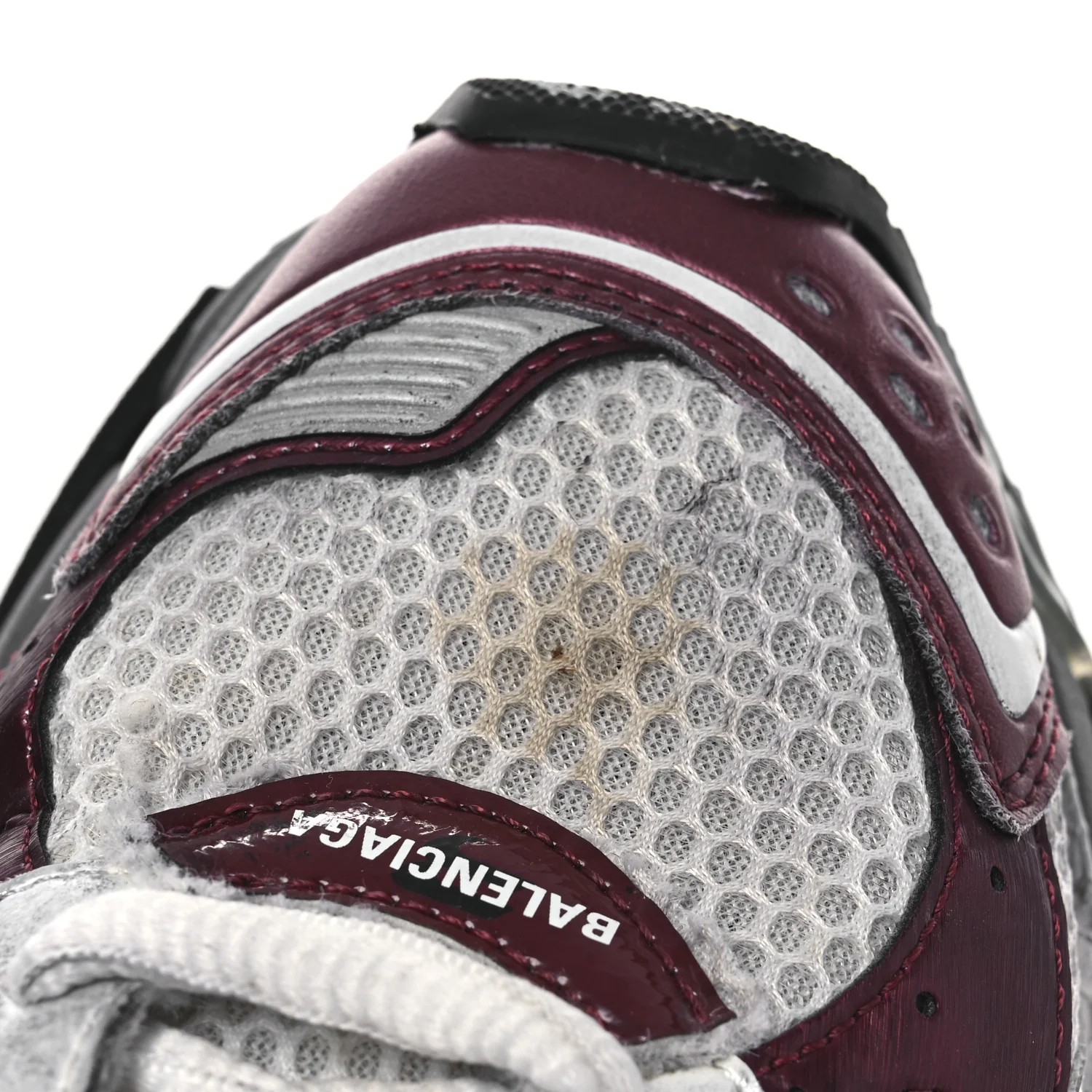 Mesh Rubber Distressed Womens Runner Sneakers 39 White Burgundy Grey - Top Club