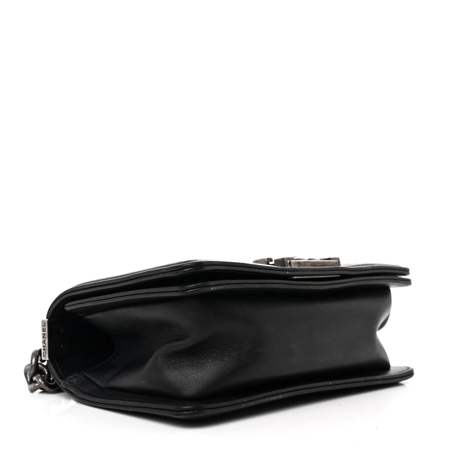 Calfskin Woven Small Boy Flap Black White - Top Club