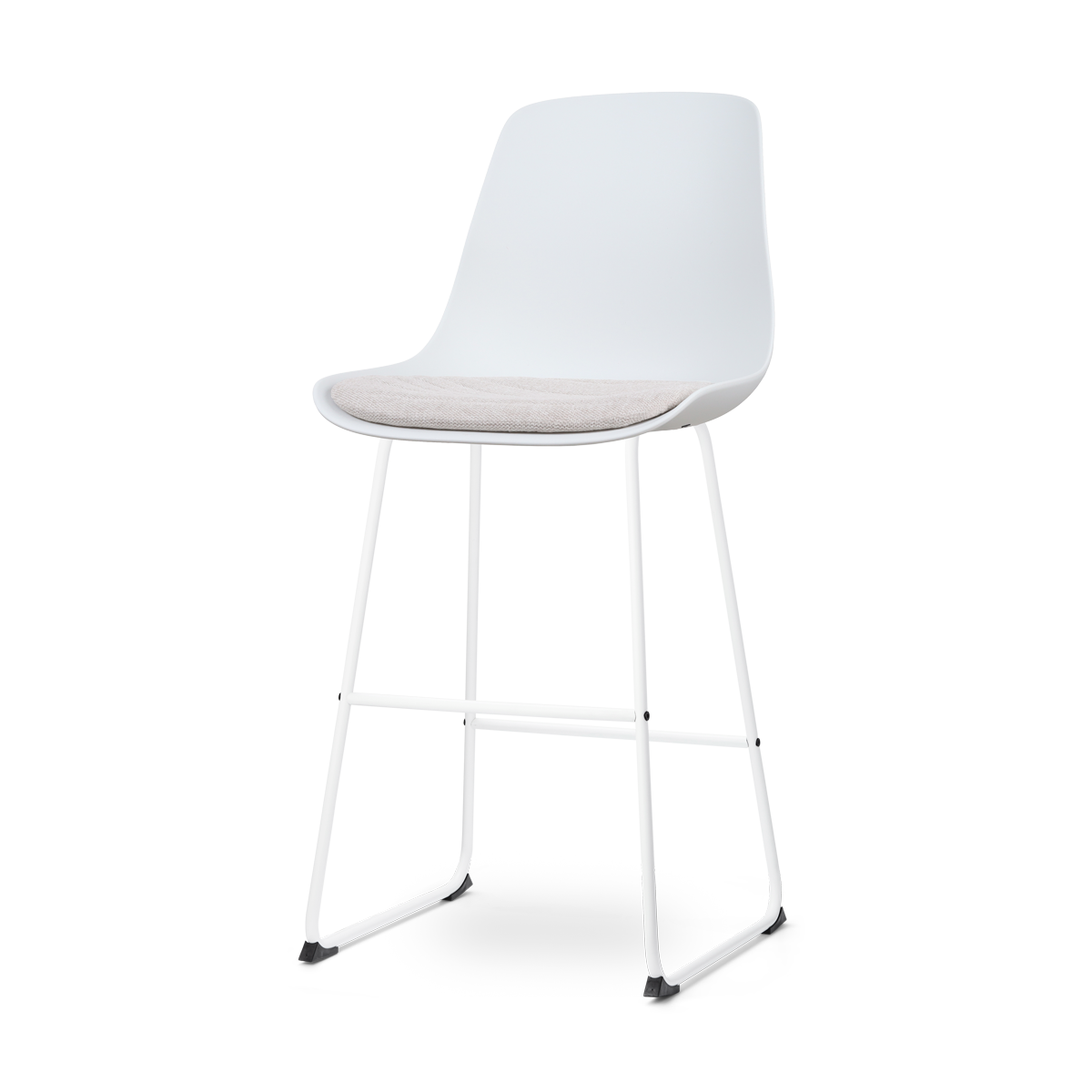 Nino-Liv barkruk wit met beige zitkussen - wit onderstel - 75 cm