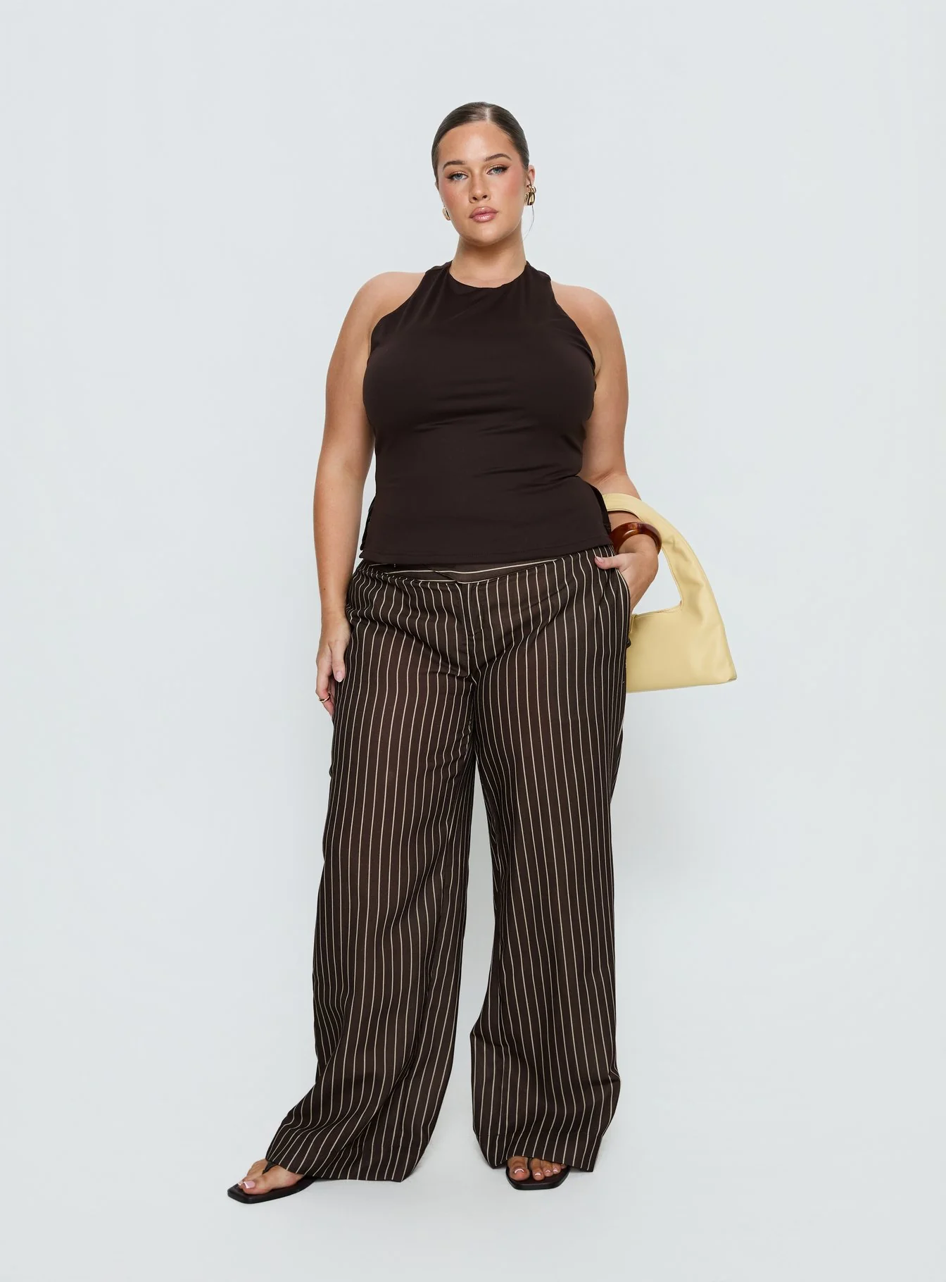 Harlene Back Detail Top Brown Curve