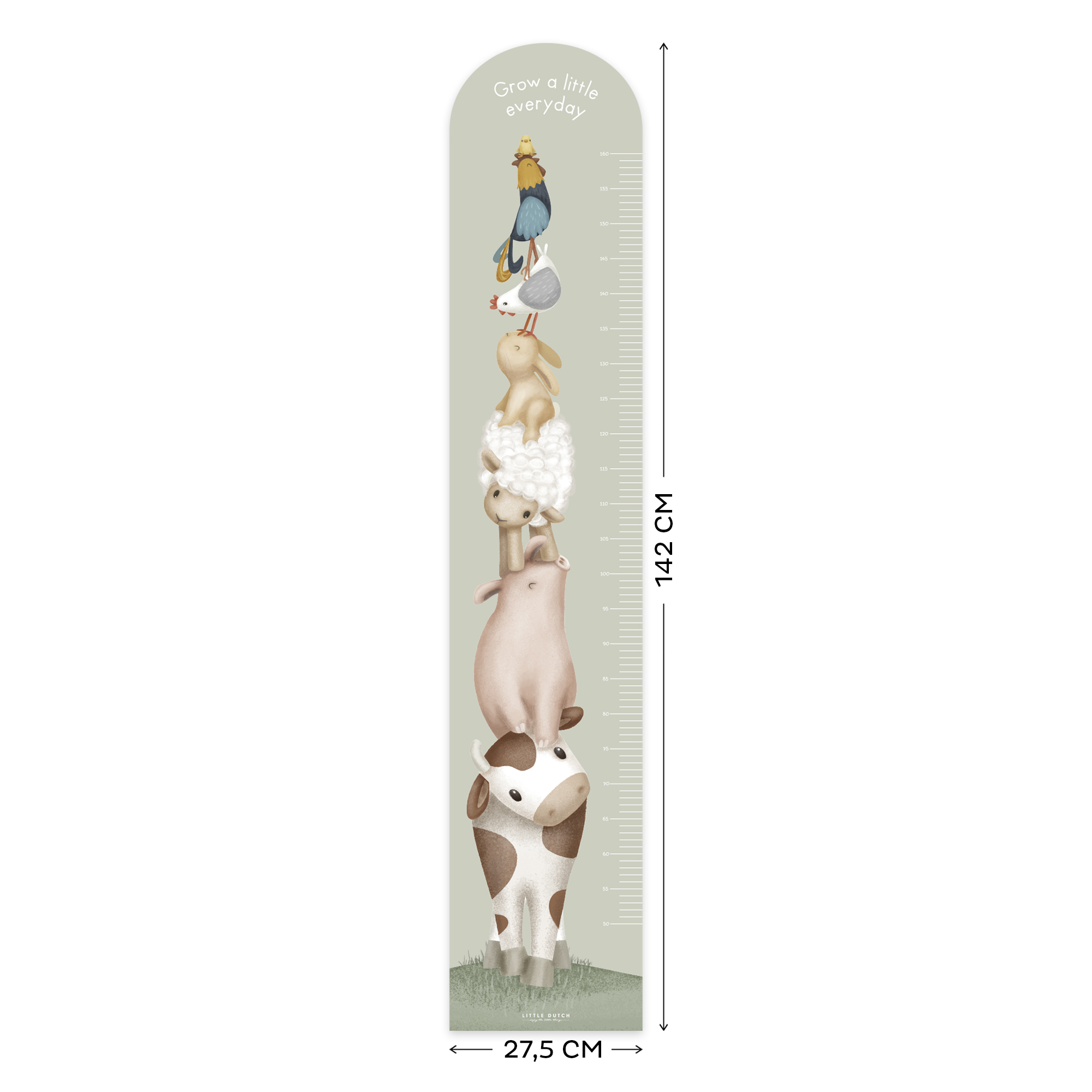 Groeimeter muursticker Little Farm