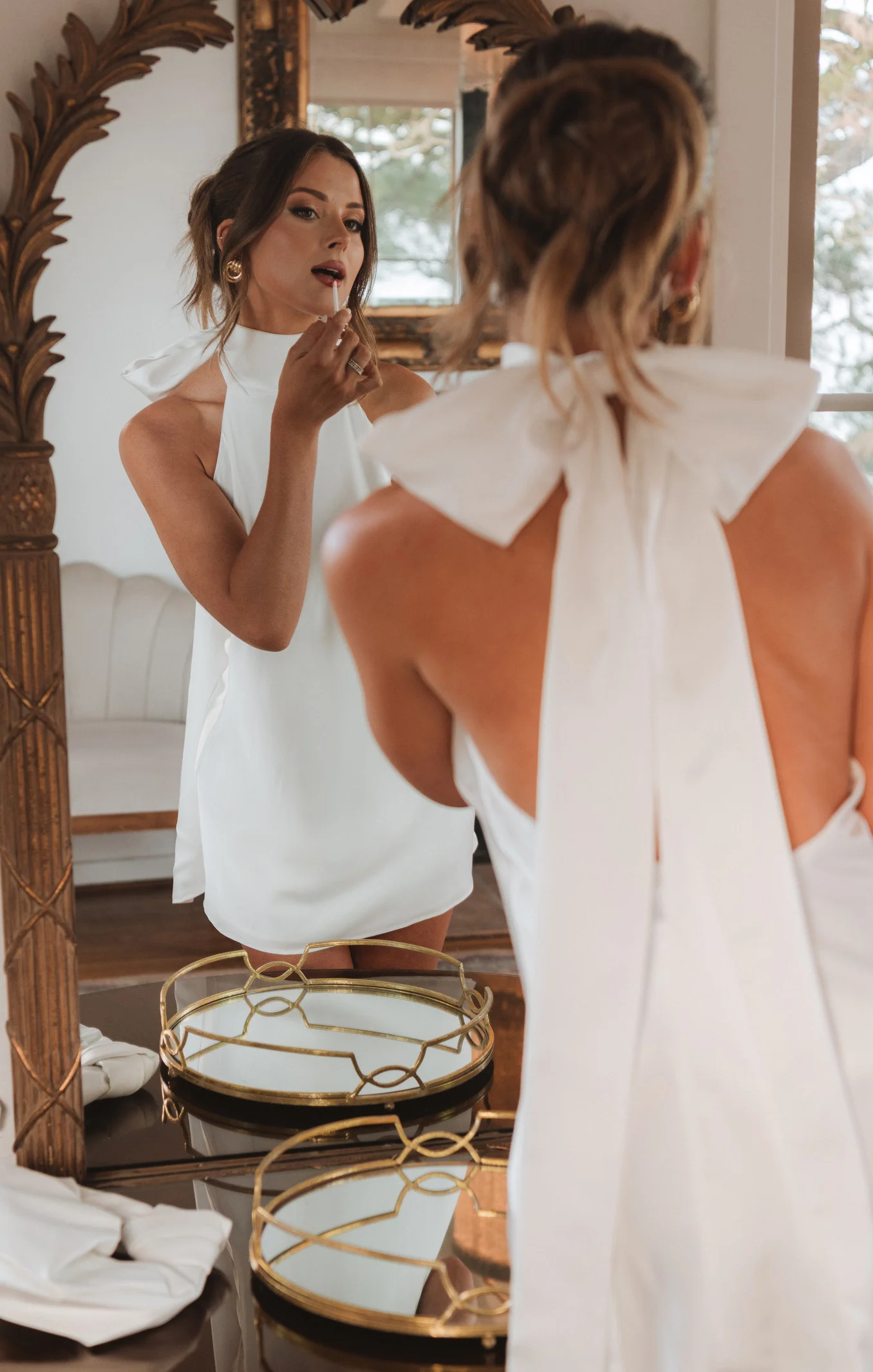 Lisa Mini Dress ~ Ivory Luxe Satin